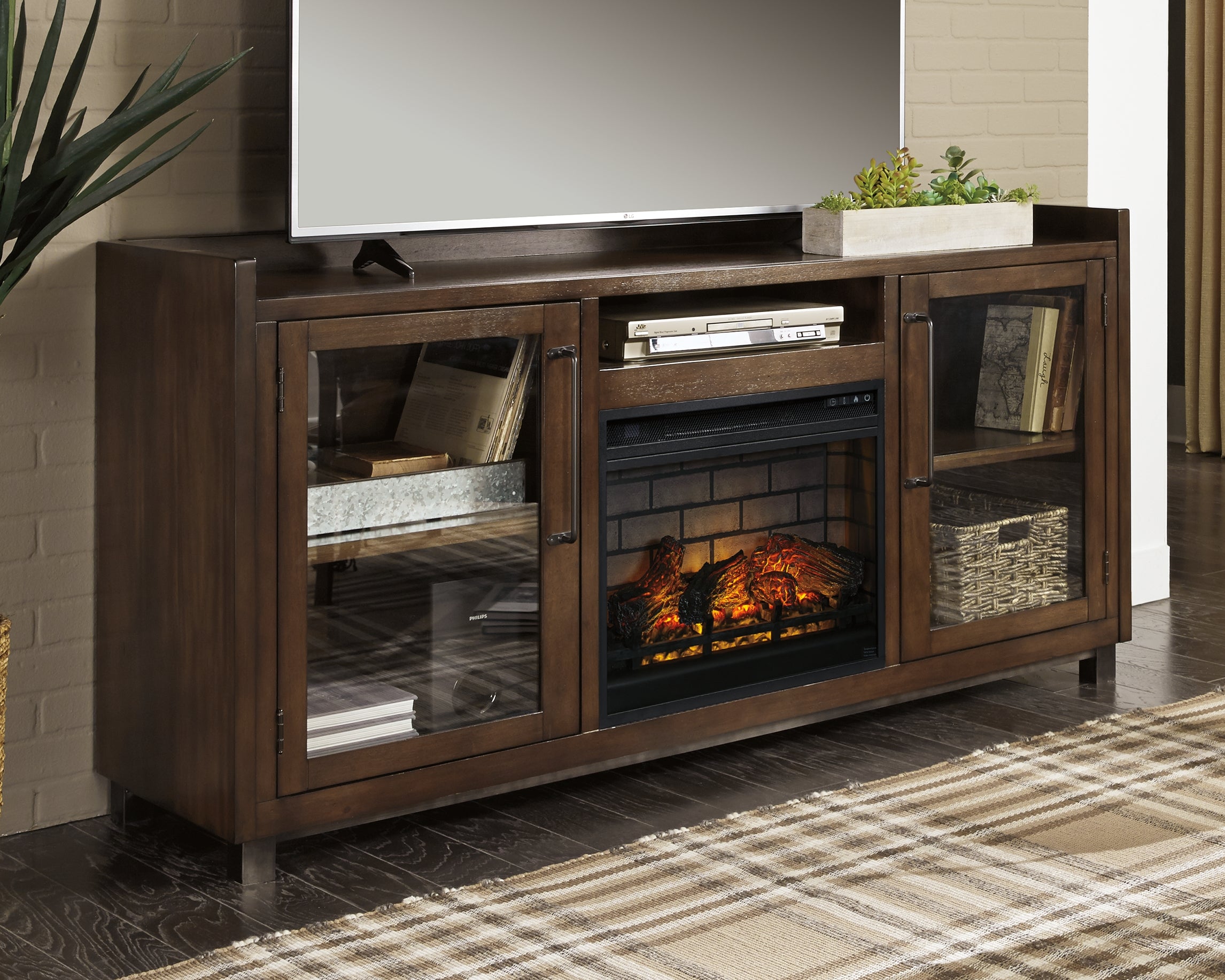 Luxury Living Gallery - Ashley Furniture - Starmore 70" TV Stand with Electric Fireplace - 70" TV Stand with Electric Fireplace / Brown - W633W5