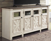 Luxury Living Gallery - Ashley Furniture - Bolanburg 74" TV Stand - 74" / White/Weathered Gray - W647-60