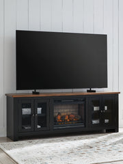 Luxury Living Gallery - Ashley Furniture - Wildenauer 76" TV Stand with Electric Fireplace - 76" TV Stand with Electric Fireplace / Brown/Black - W664W1