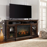 Luxury Living Gallery - Ashley Furniture - Roddinton 72" TV Stand with Electric Fireplace - 72" TV Stand with Electric Fireplace / Dark Brown - W701W8