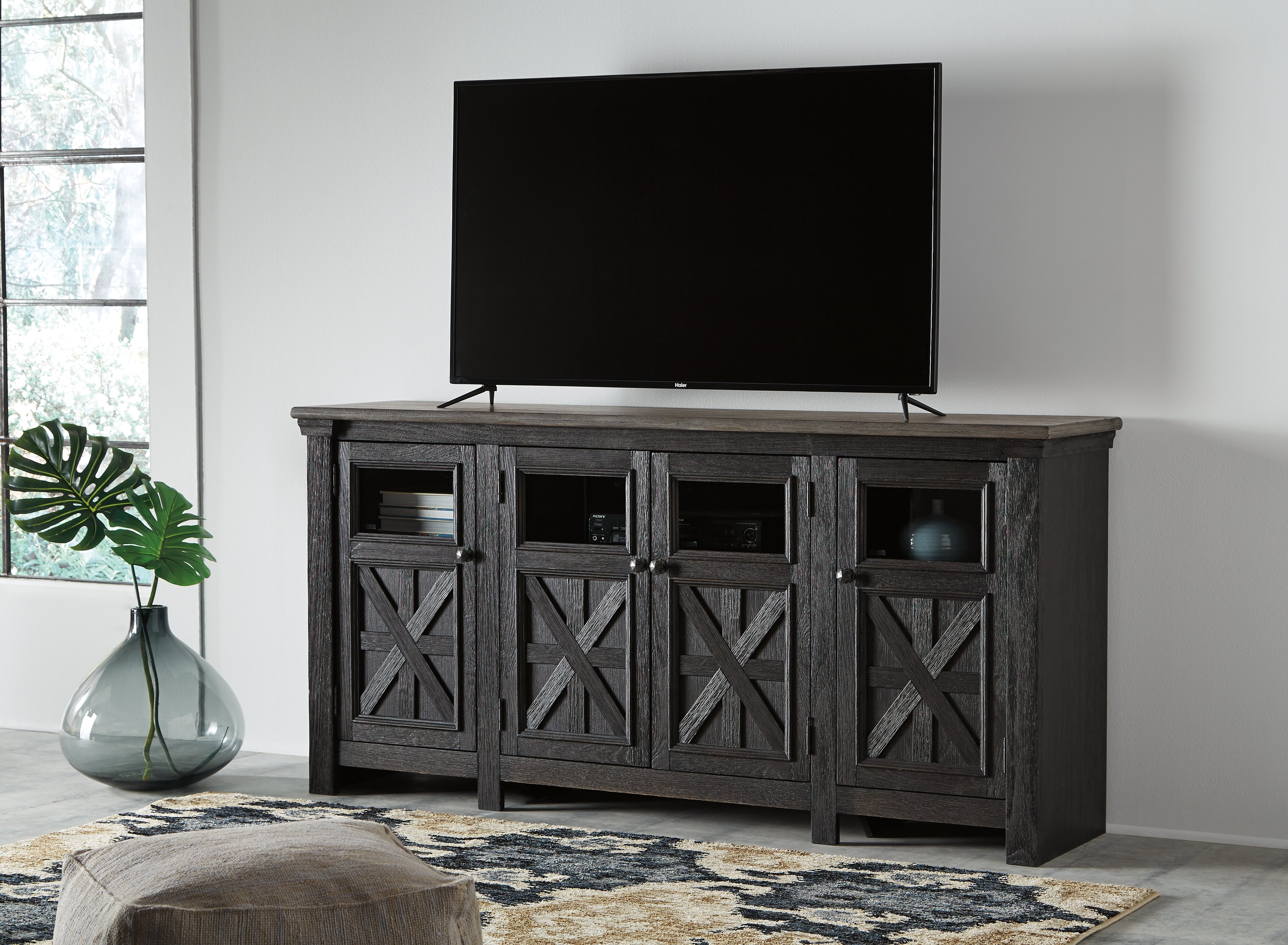 Luxury Living Gallery - Ashley Furniture - Tyler Creek 74" TV Stand - 74" / Black/Gray - W736-68