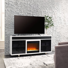 Luxury Living Gallery - Ashley Furniture - Gardoni 72" TV Stand with Electric Fireplace - 72" TV Stand with Electric Fireplace / White/Black - W756W1