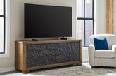 Luxury Living Gallery - Ashley Furniture - Rosswain 80" TV Stand - 80" / Warm Brown - W763-68