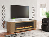 Luxury Living Gallery - Ashley Furniture - Camdill 80" TV Stand with Electric Fireplace - 80" TV Stand with Electric Fireplace / Light Brown - W808W1