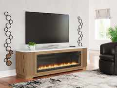 Luxury Living Gallery - Ashley Furniture - Camdill 80" TV Stand with Electric Fireplace - 80" TV Stand with Electric Fireplace / Light Brown - W808W1