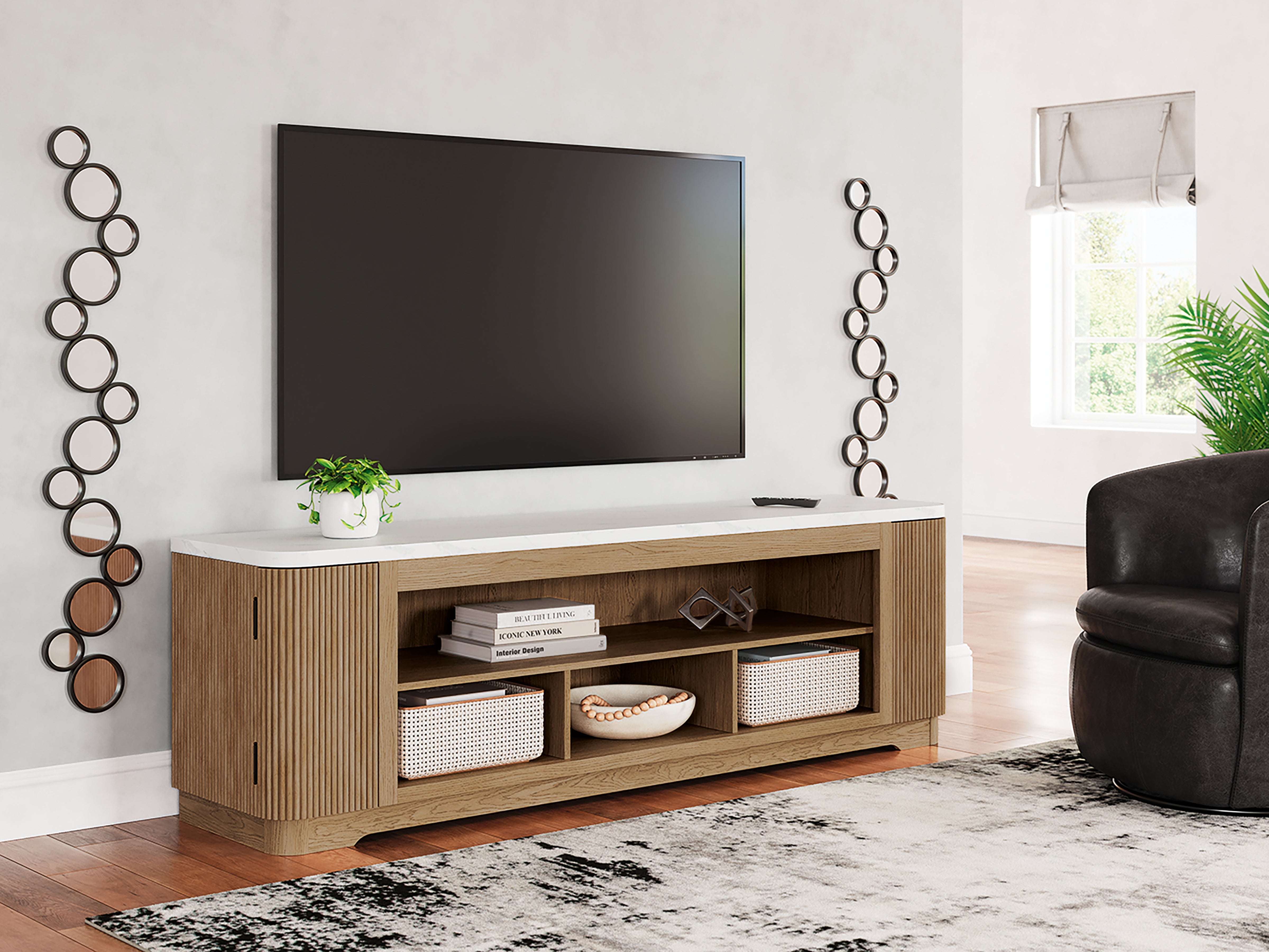 Luxury Living Gallery - Ashley Furniture - Camdill 80" TV Stand - 80" / Light Brown - W808-68