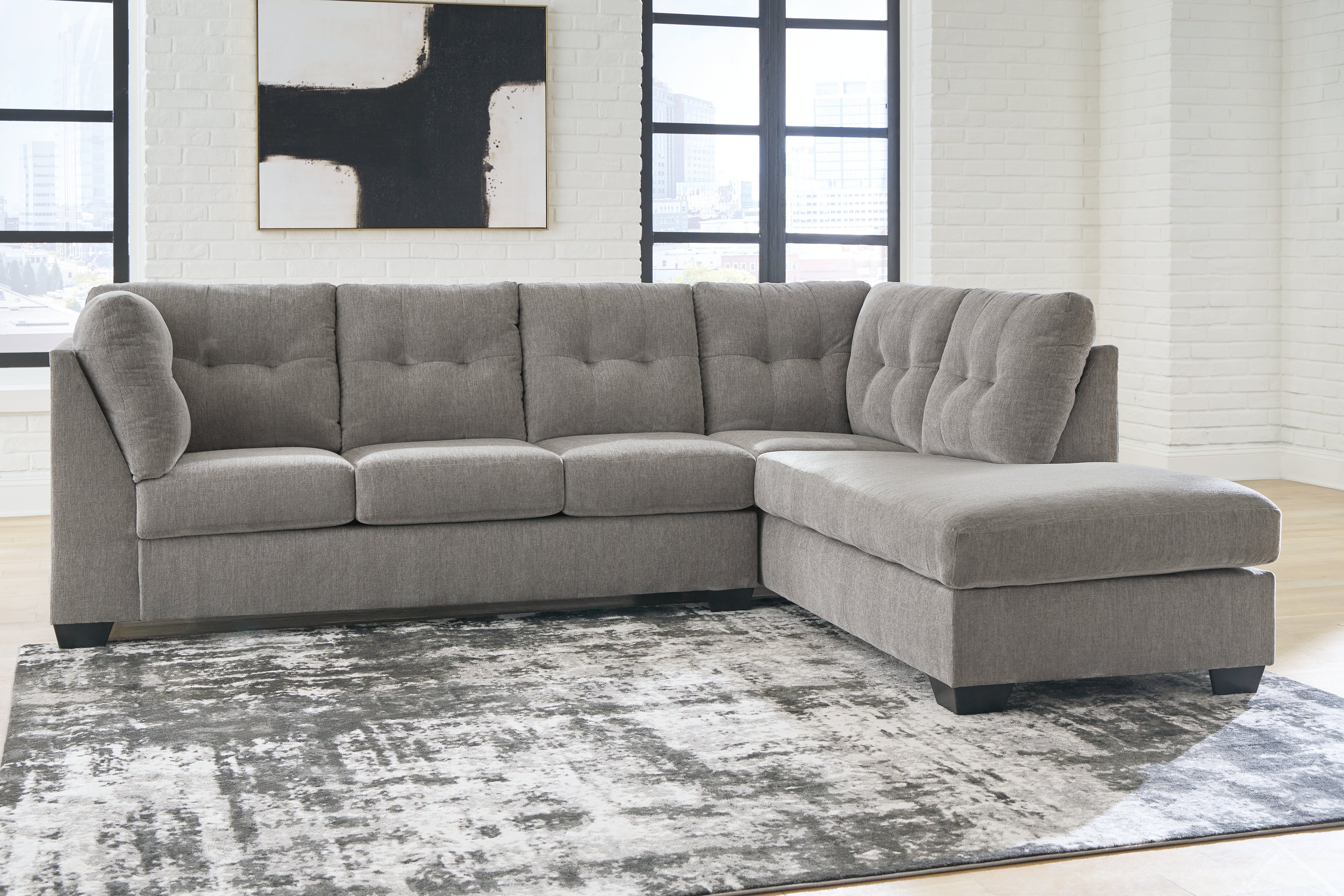 Luxury Living Gallery - Ashley Furniture - Lanelly Sectional - LAF 2-Piece Sectional with Chaise / Alloy - 17504S1
