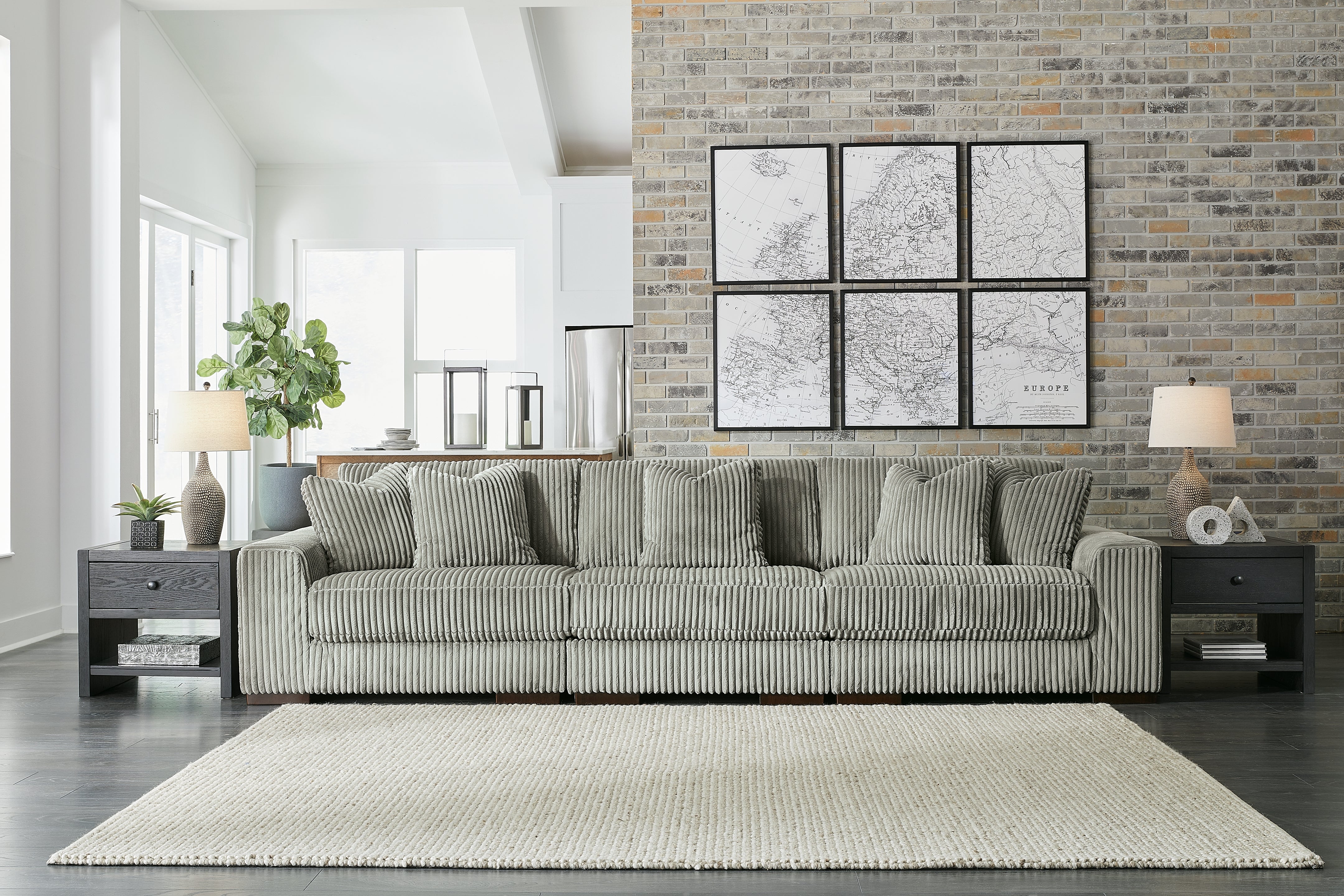 Luxury Living Gallery - Ashley Furniture - Lindyn Sectional - RAF 3-Piece Sectional Sofa / Fog - 21105S14