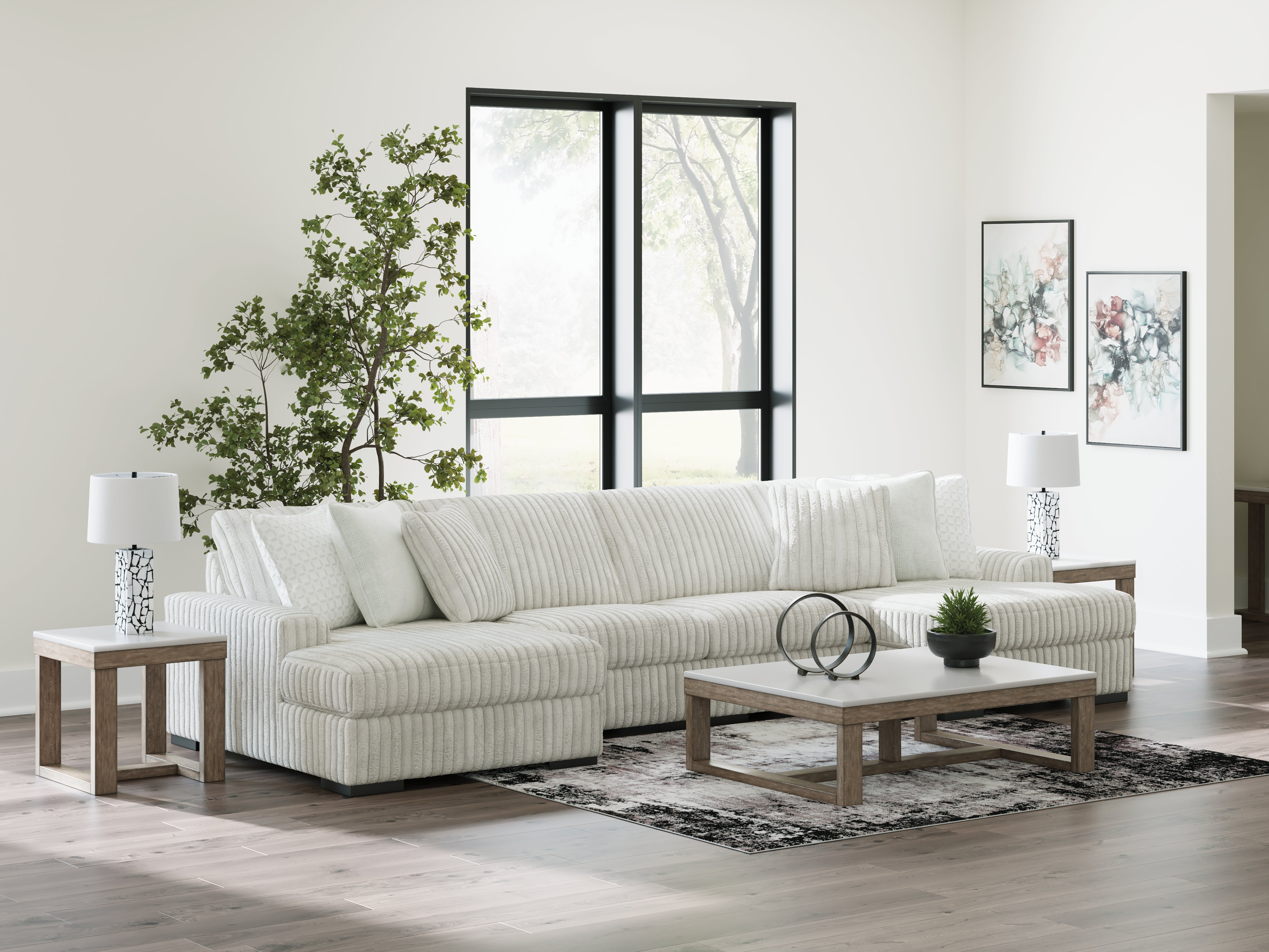 Luxury Living Gallery - Ashley Furniture - Stupendous Sectional - RAF 4-Piece Sectional with Double Chaise / Alloy - 25903S5