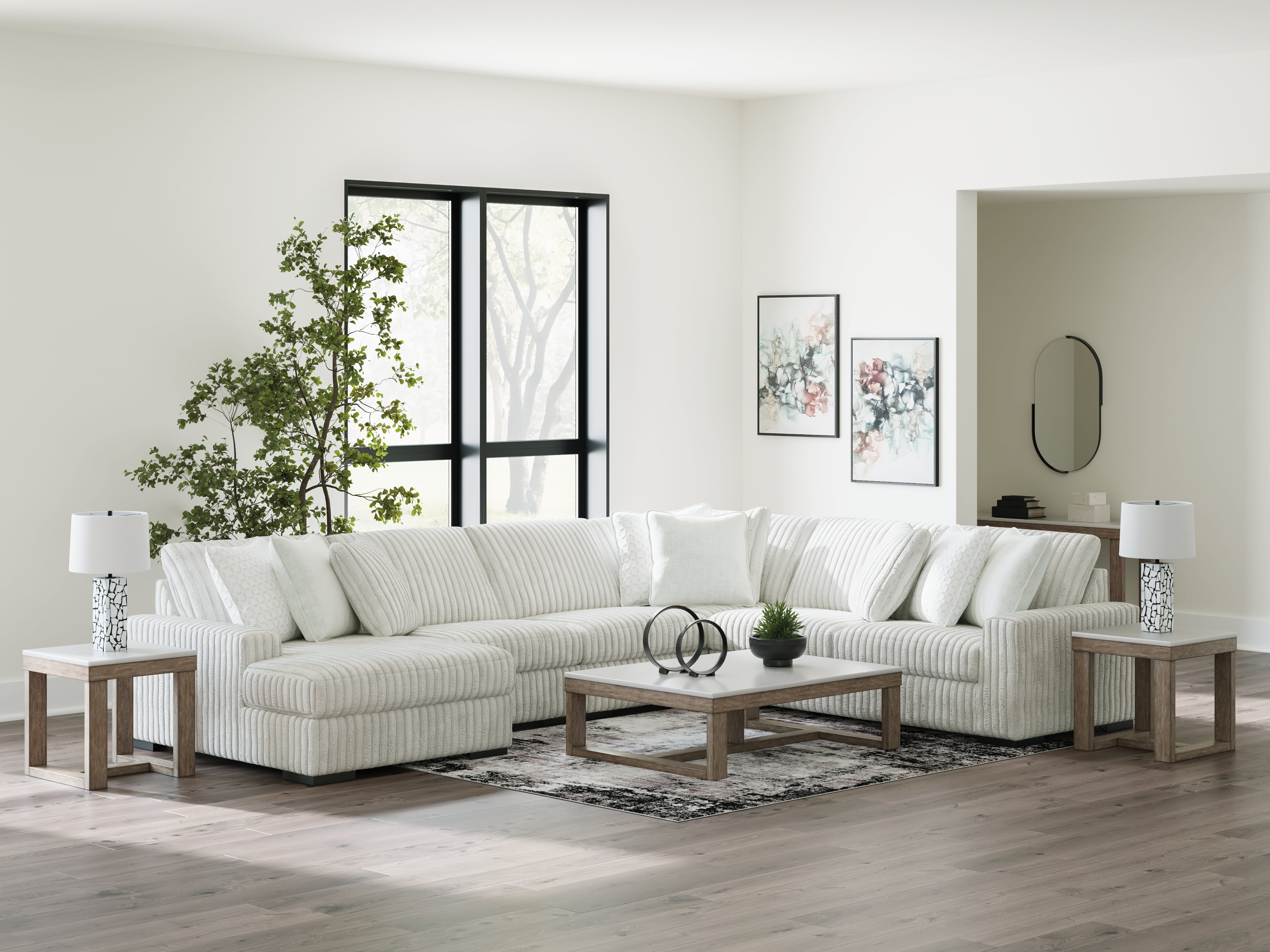 Luxury Living Gallery - Ashley Furniture - Stupendous Sectional - RAF 5-Piece Sectional with Chaise / Alloy - 25903S8
