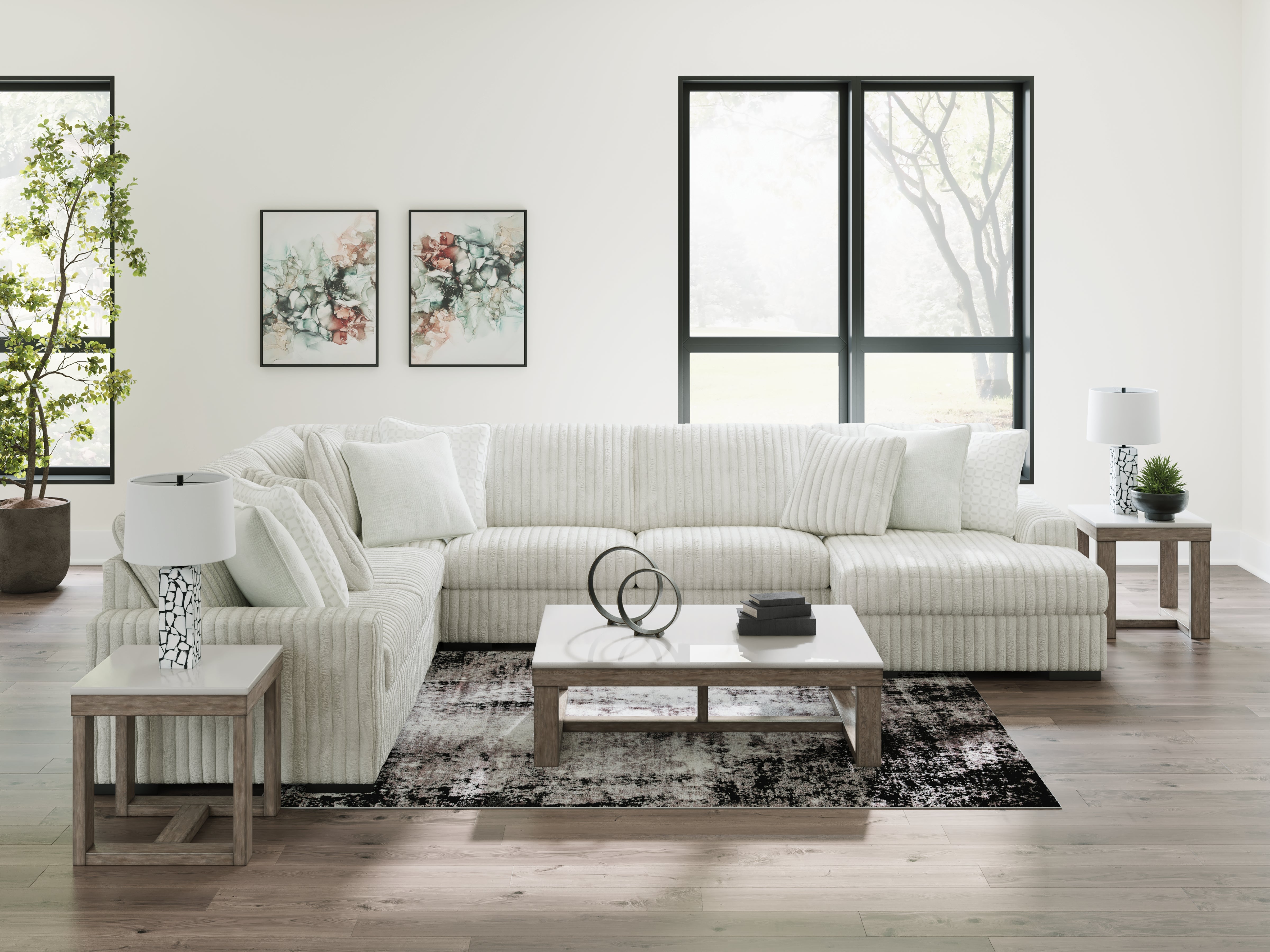 Luxury Living Gallery - Ashley Furniture - Stupendous Sectional - LAF 5-Piece Sectional with Chaise / Alloy - 25903S9