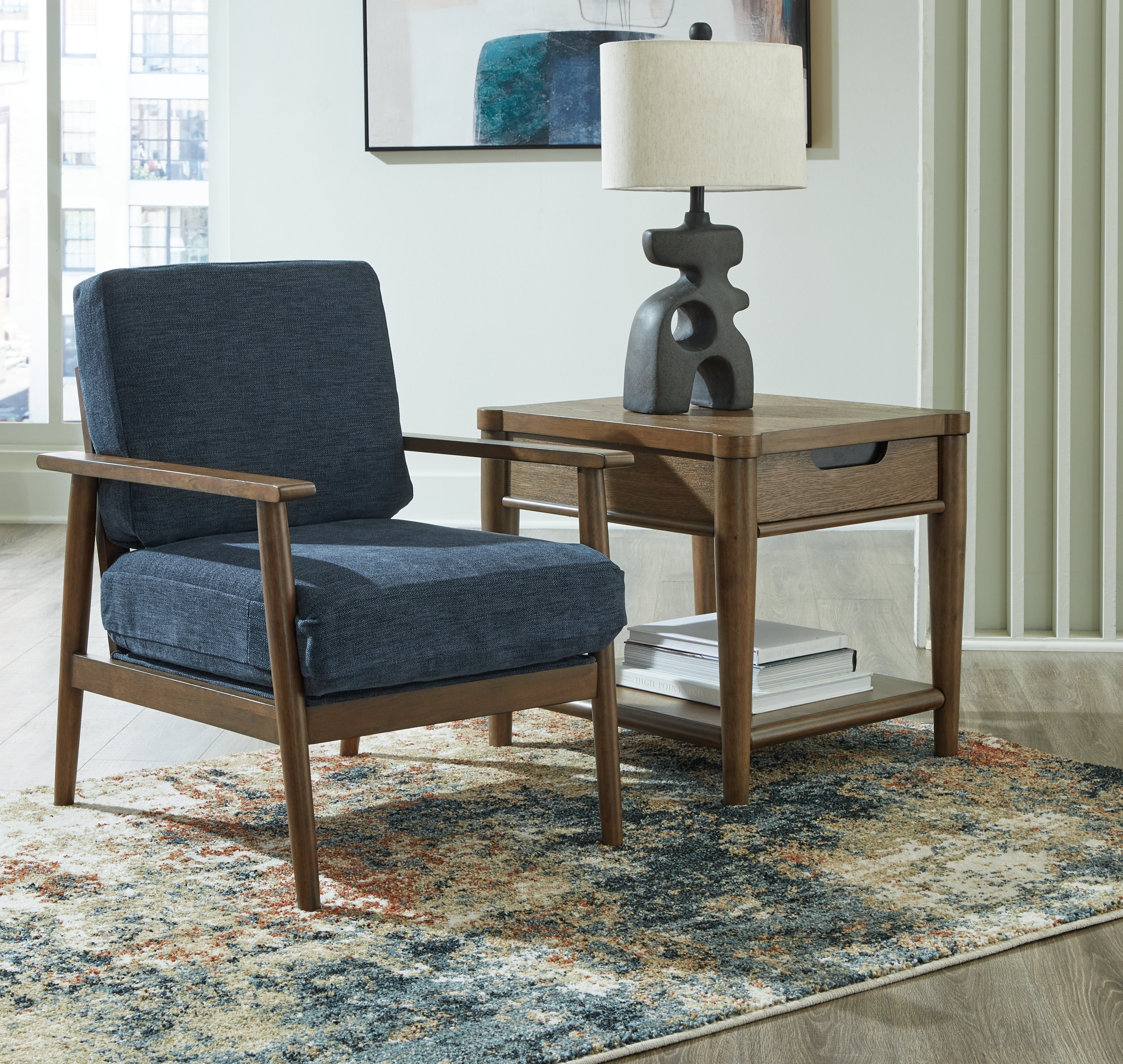 Luxury Living Gallery - Ashley Furniture - Bixler Living Room - Showood Accent Chair / Navy - 2610660