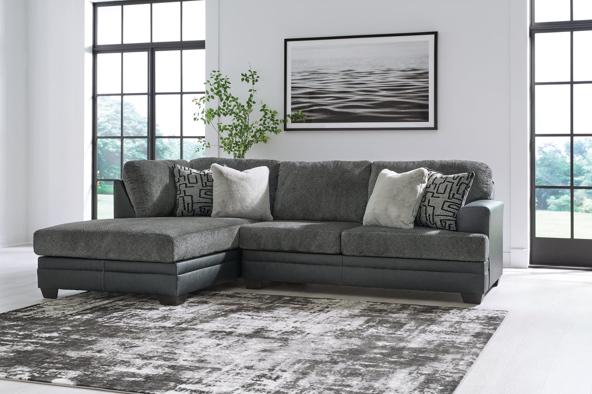 Luxury Living Gallery - Ashley Furniture - Brixley Pier Sectional - RAF 2-Piece Sectional with Chaise / Graphite - 29906S1