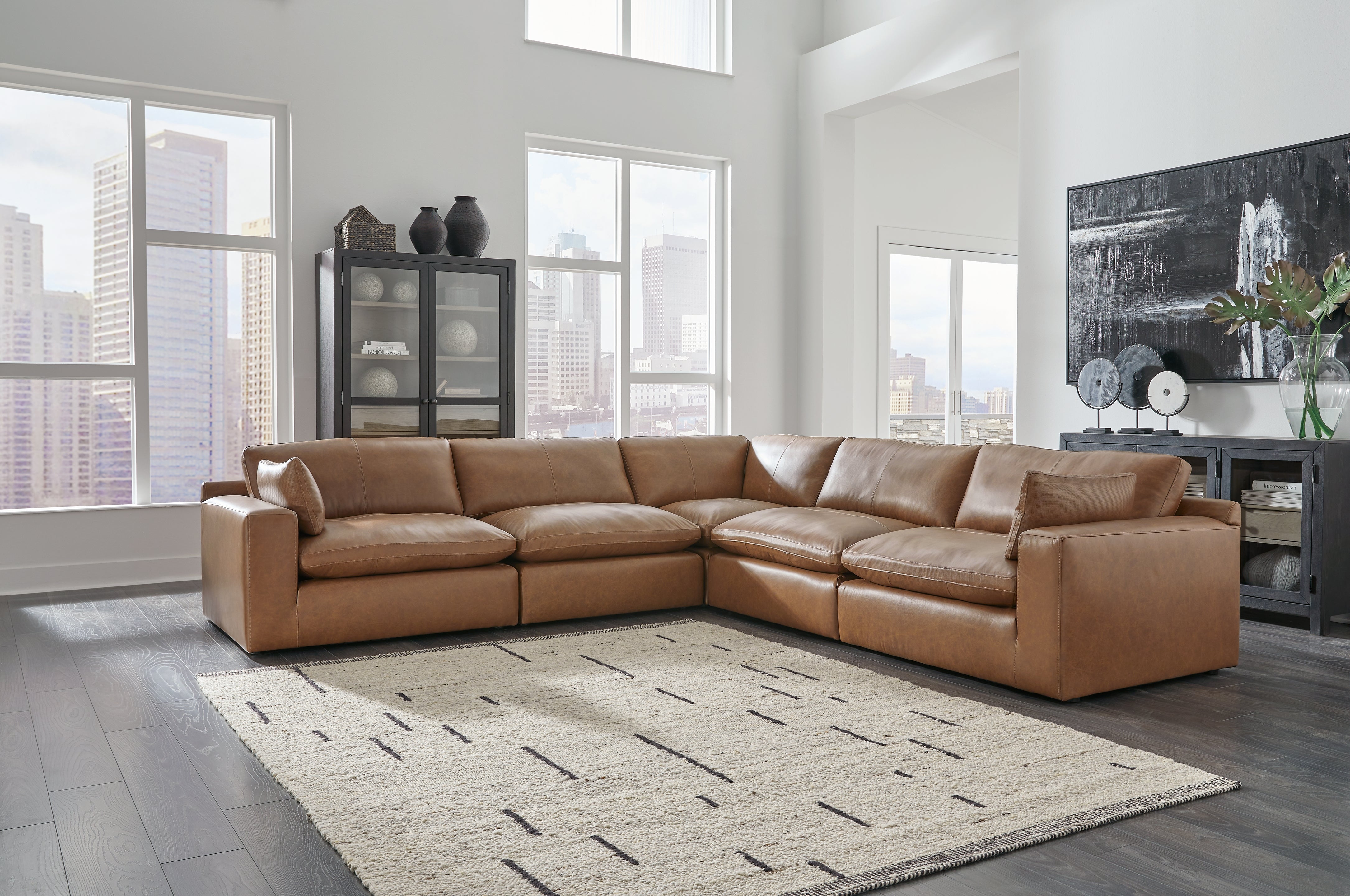 Luxury Living Gallery - Ashley Furniture - Emilia Sectional - RAF 5-Piece Sectional / Caramel - 30901S4