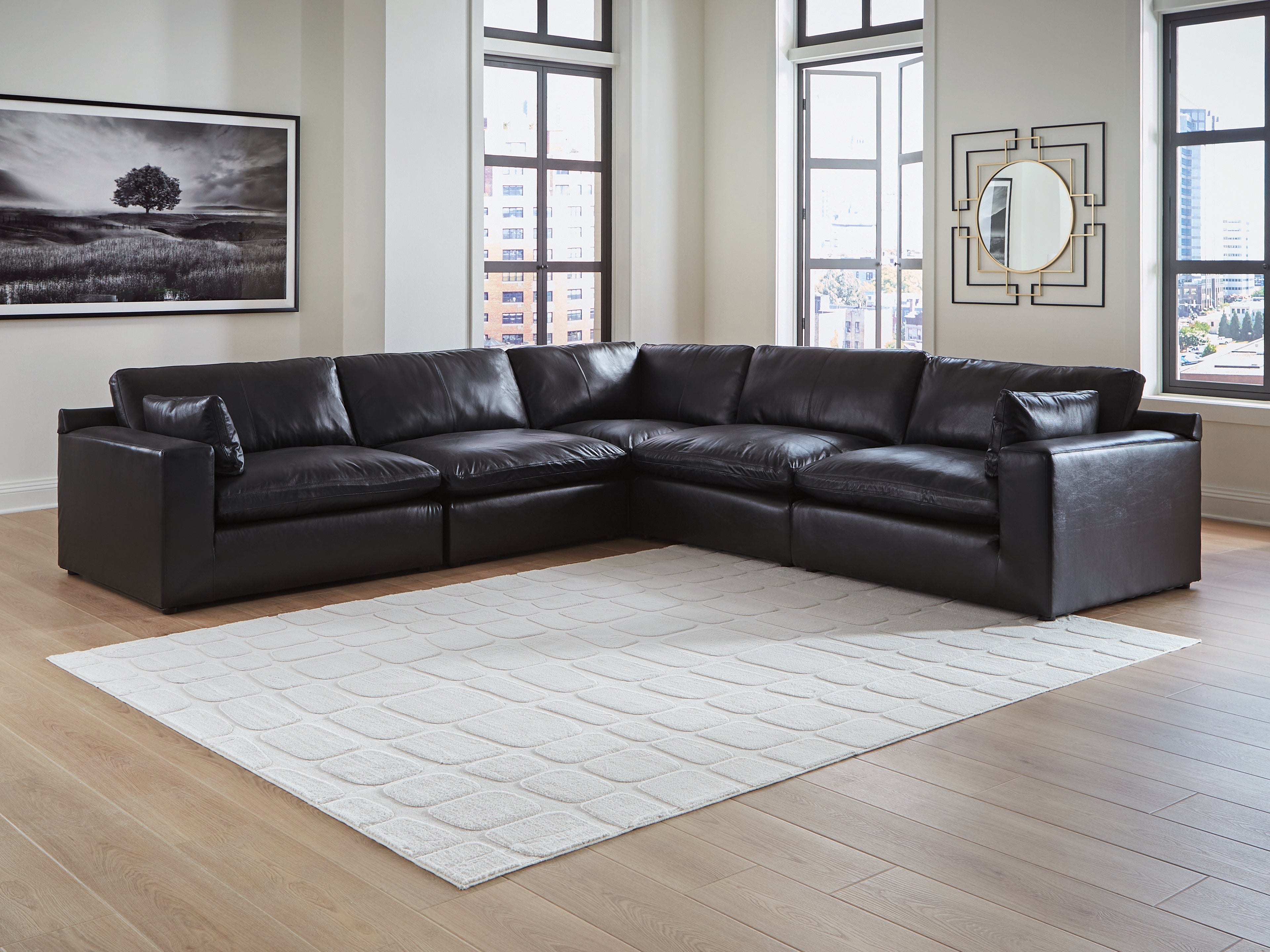 Luxury Living Gallery - Ashley Furniture - Emilia Sectional - RAF 5-Piece Sectional / Black - 30902S4