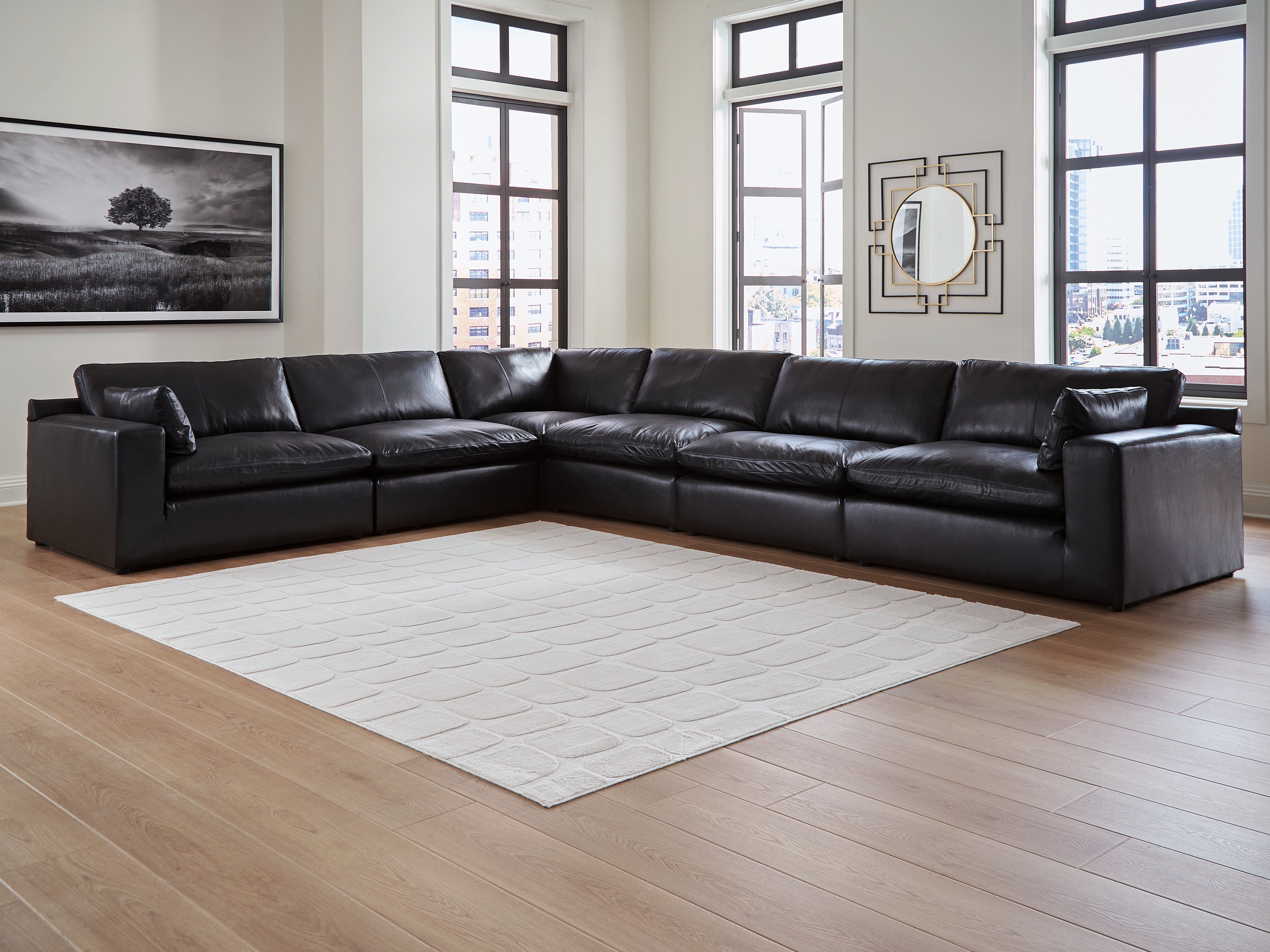 Luxury Living Gallery - Ashley Furniture - Emilia Sectional - RAF 6-Piece Sectional / Black - 30902S5