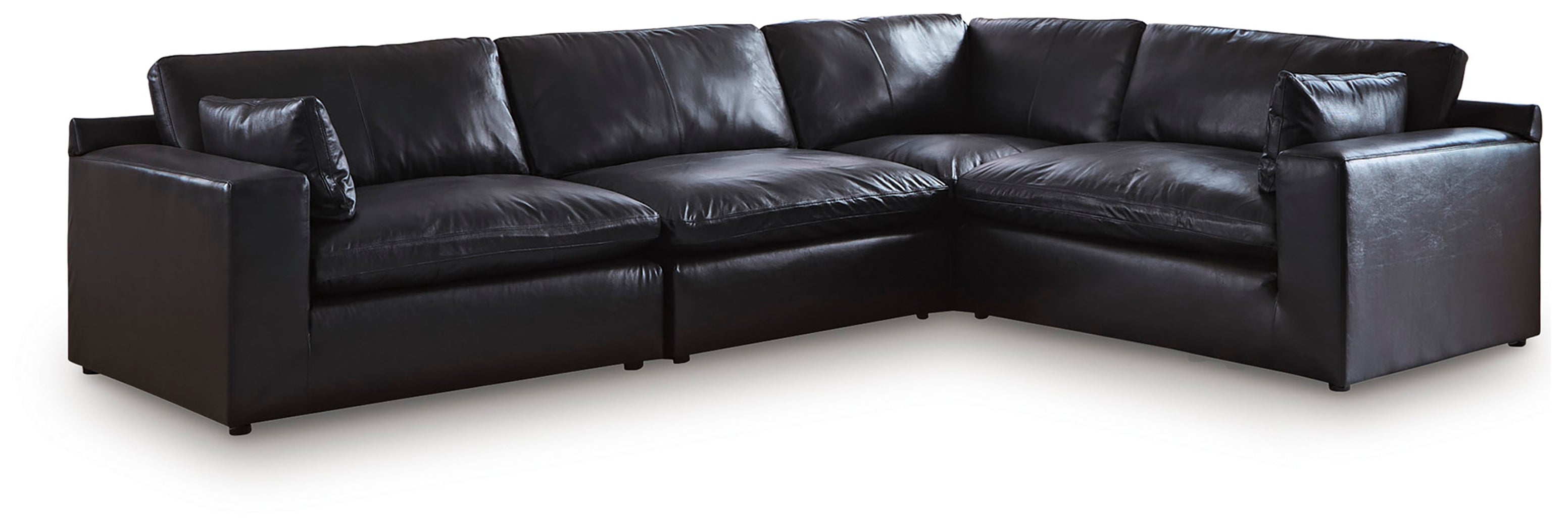 Luxury Living Gallery - Ashley Furniture - Emilia Sectional - RAF 4-Piece Sectional / Black - 30902S3