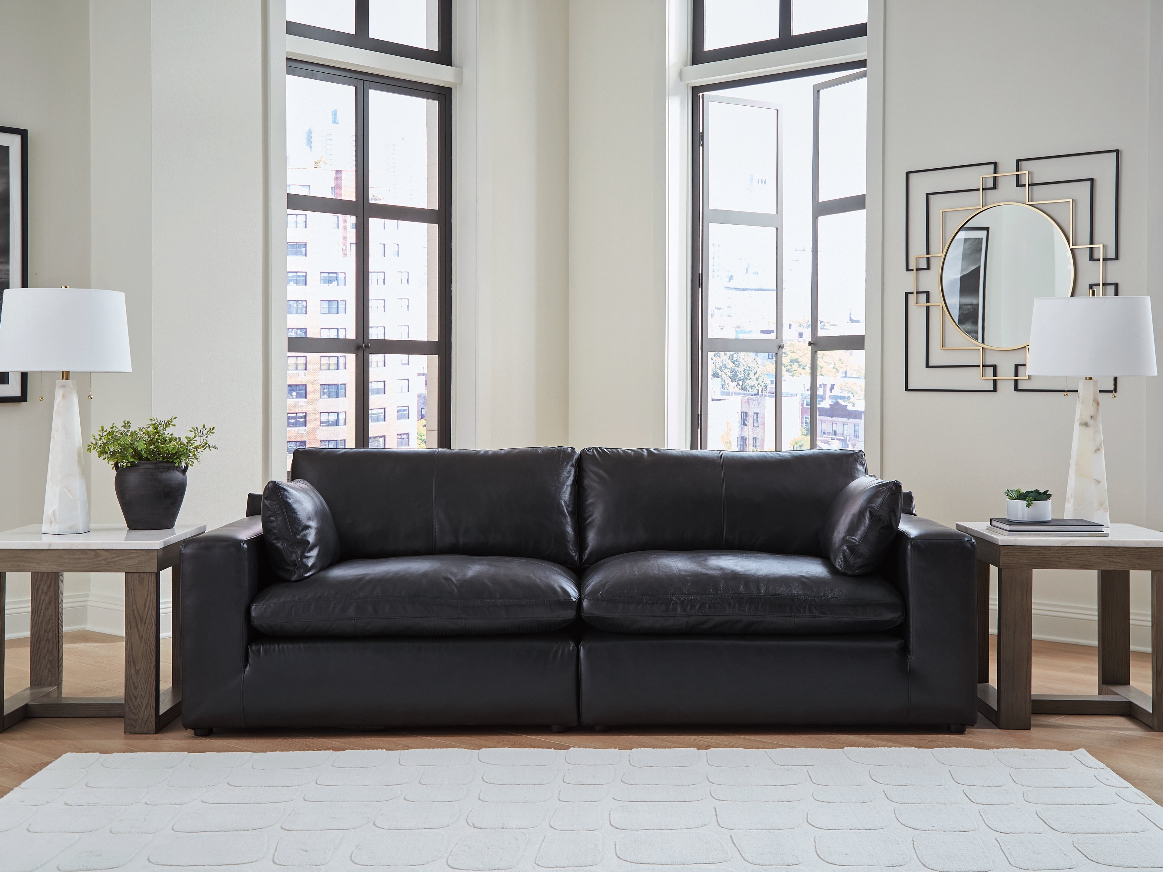 Luxury Living Gallery - Ashley Furniture - Emilia Sectional - RAF 2-Piece Sectional Loveseat / Black - 30902S1