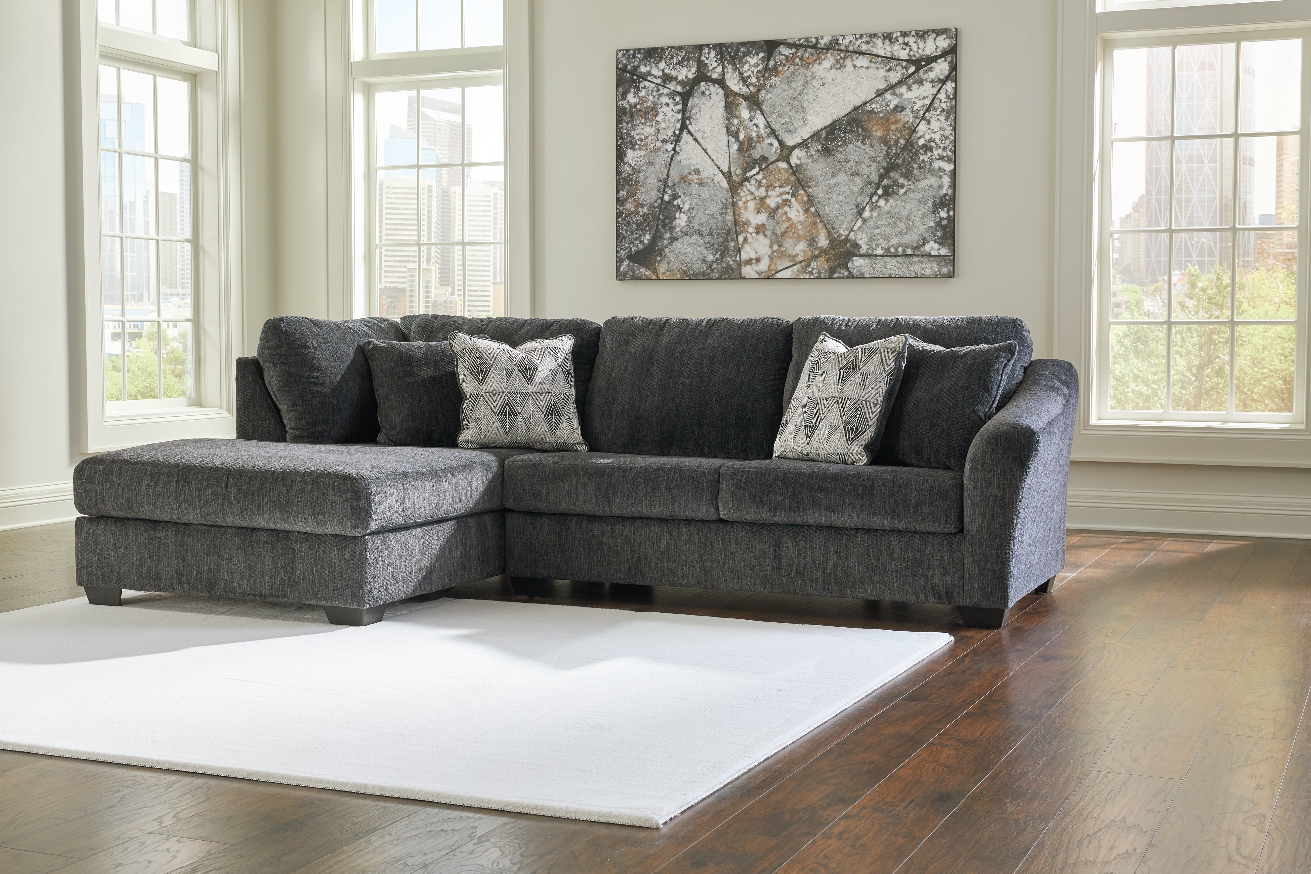 Luxury Living Gallery - Ashley Furniture - Biddeford Sectional - RAF 2-Piece Sectional with Chaise / Shadow - 35504S1