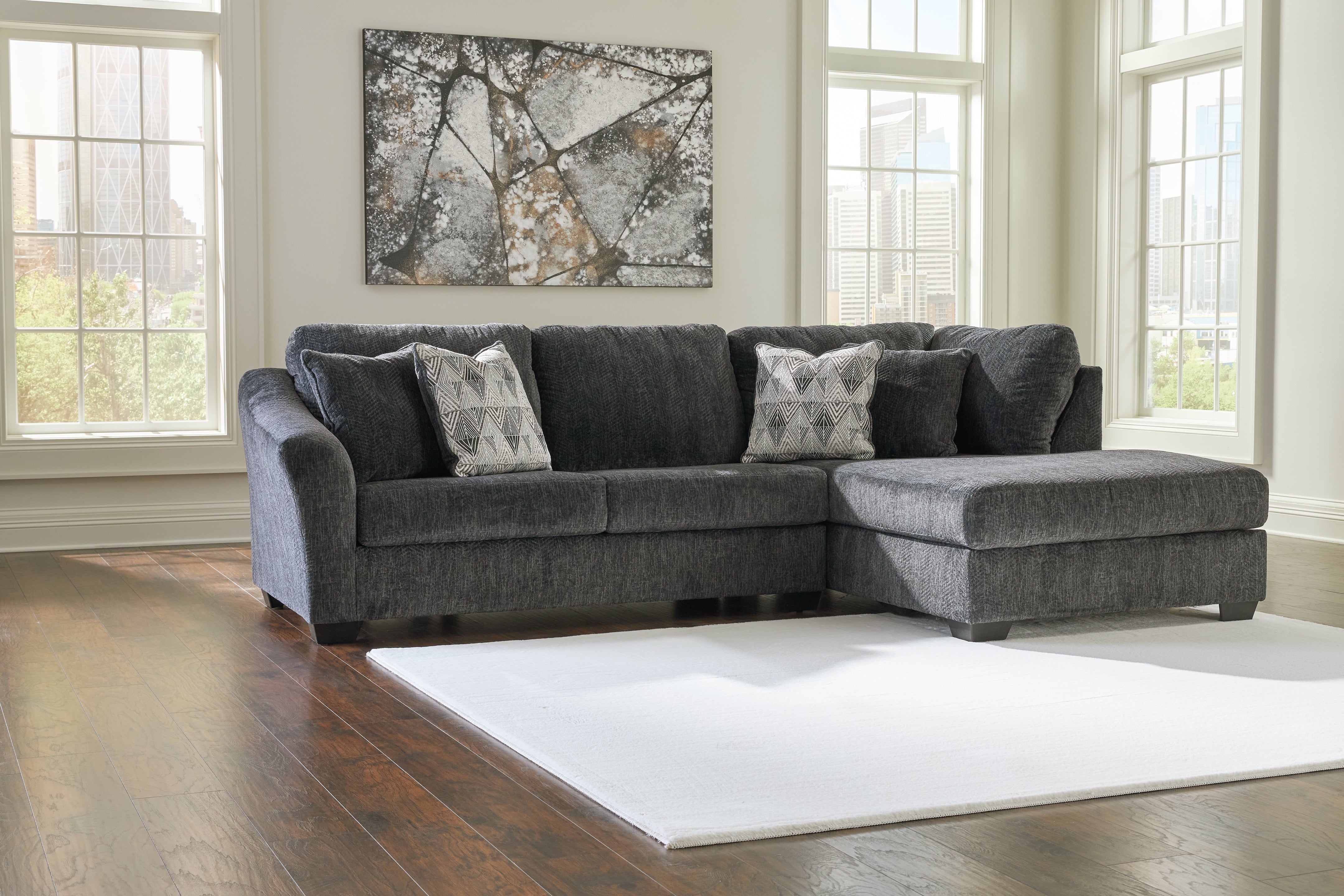 Luxury Living Gallery - Ashley Furniture - Biddeford Sectional - LAF 2-Piece Sectional with Chaise / Shadow - 35504S2