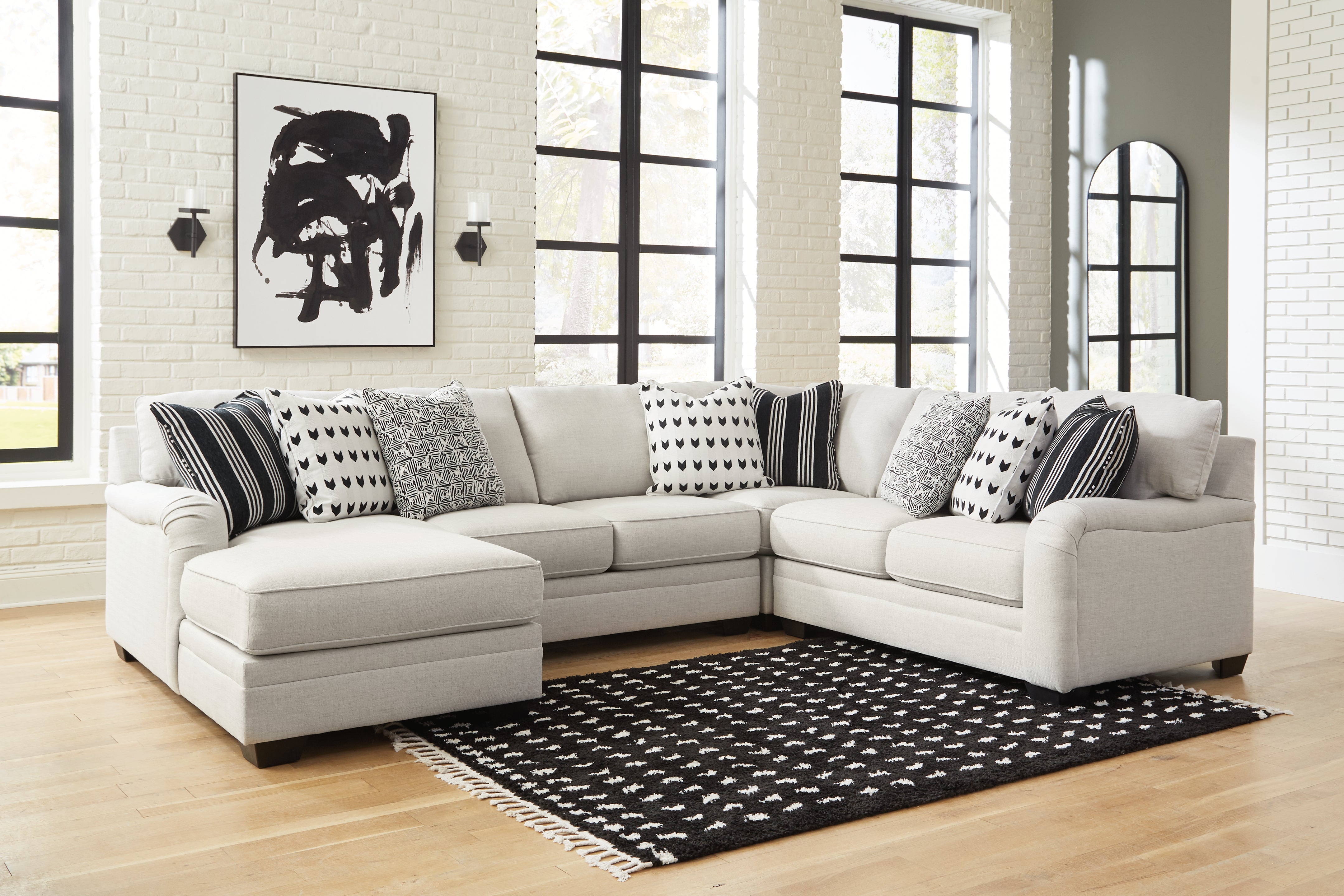 Luxury Living Gallery - Ashley Furniture - Huntsworth Sectional - RAF 4-Piece Sectional with Chaise / Dove Gray - 39702S3