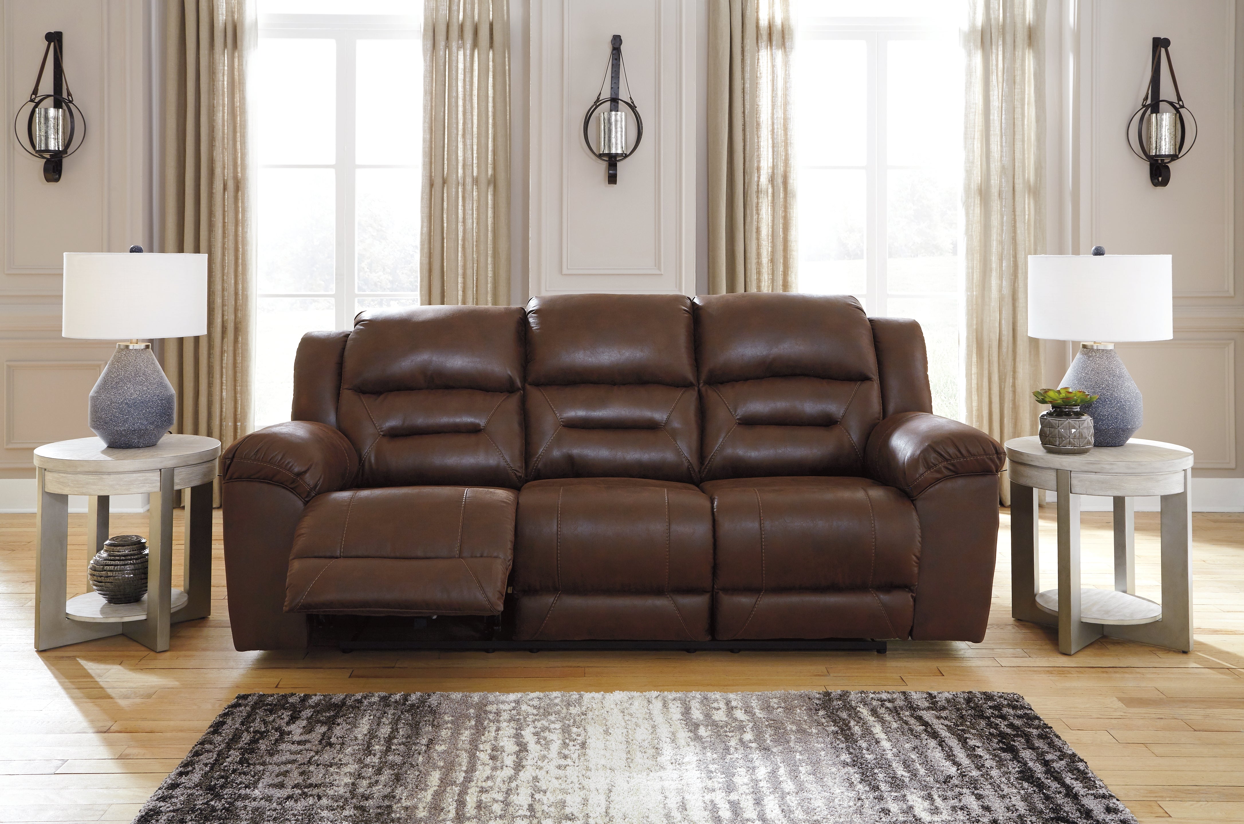 Luxury Living Gallery - Ashley Furniture - Stoneland Living Room - Reclining Sofa / Chocolate - 3990488