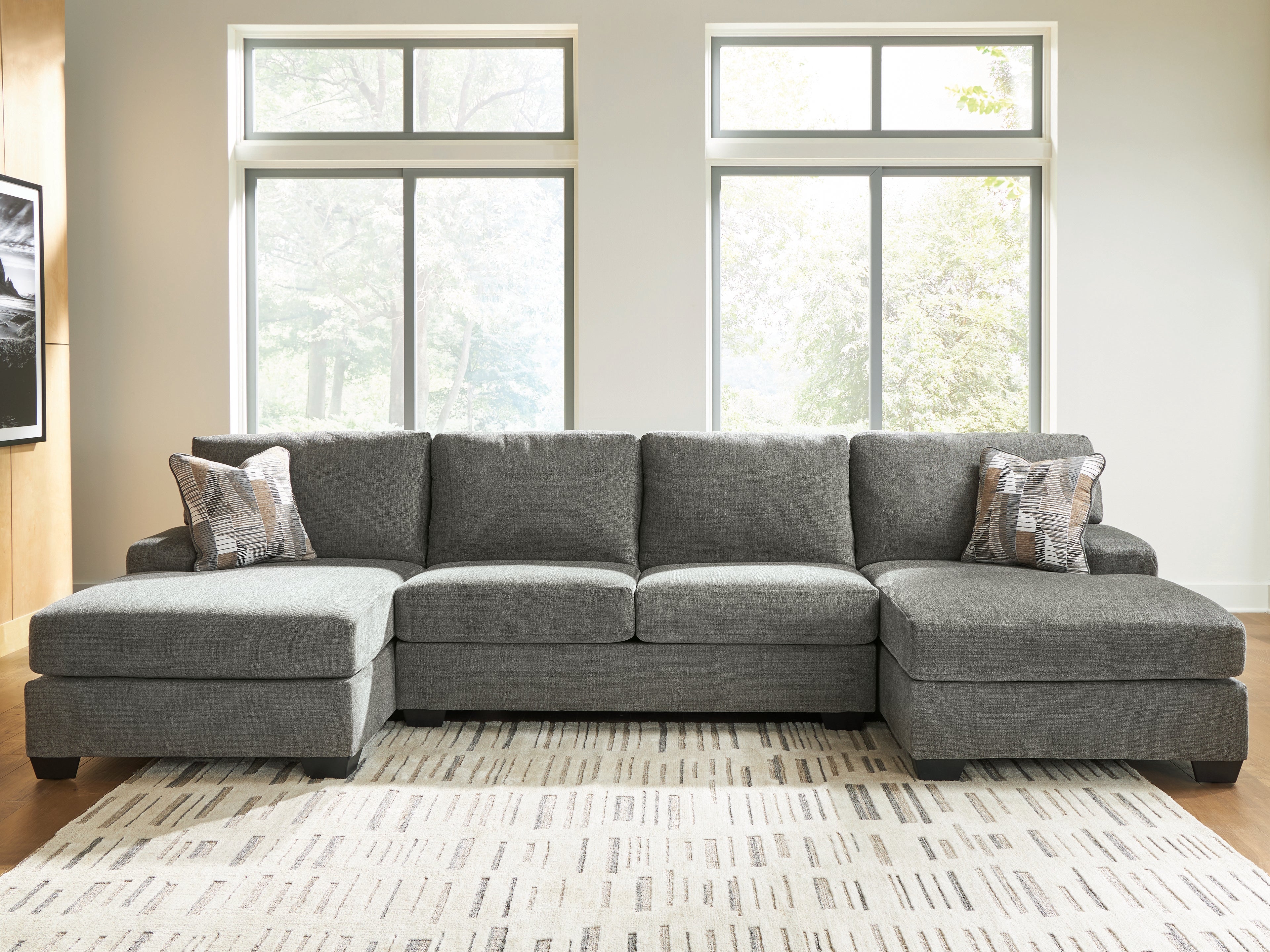 Luxury Living Gallery - Ashley Furniture - Clarington Sectional - RAF 3-Piece Sectional with Double Chaise / Greystone - PC48405S3
