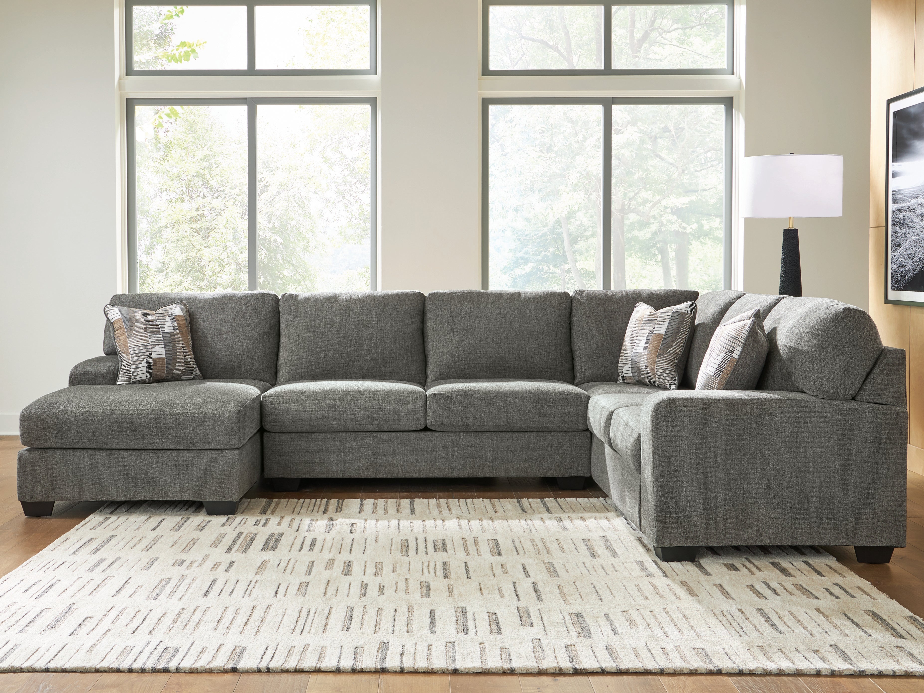 Luxury Living Gallery - Ashley Furniture - Clarington Sectional - RAF 3-Piece Sleeper Sectional with Chaise / Greystone - PC48405S5