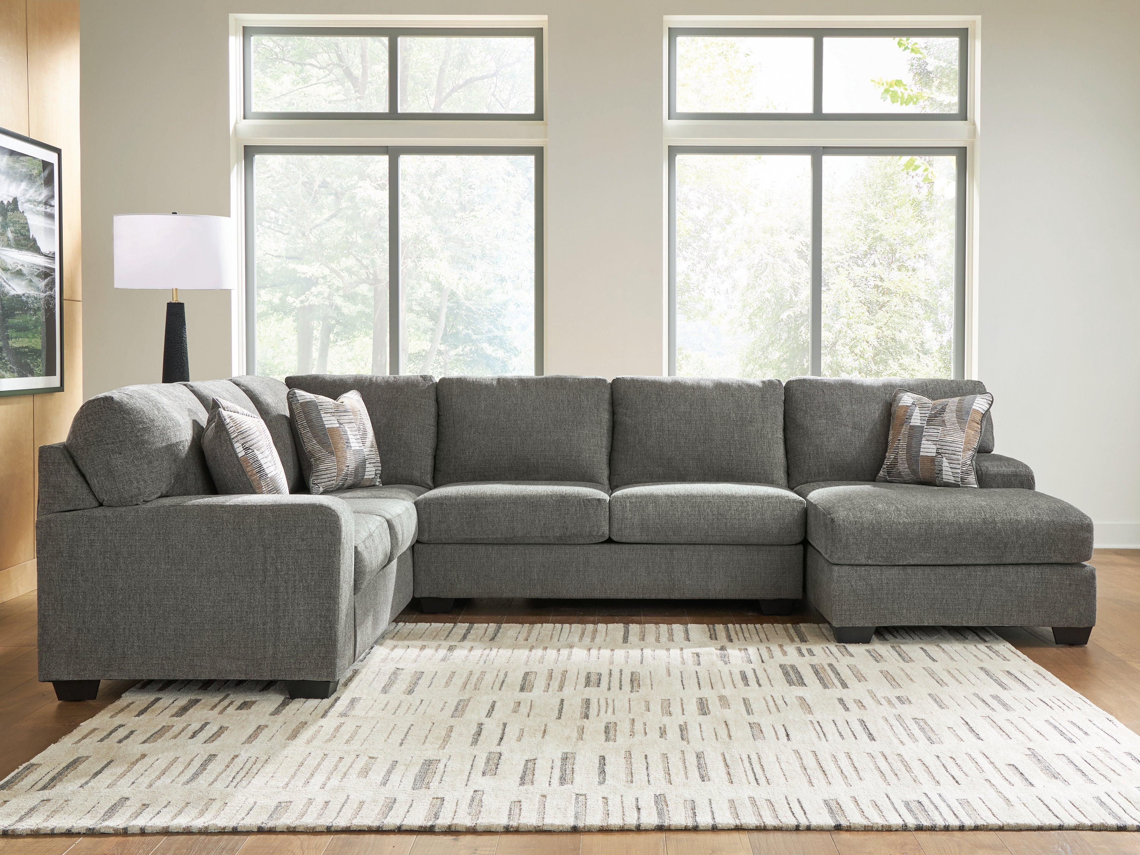 Luxury Living Gallery - Ashley Furniture - Clarington Sectional - LAF 3-Piece Sectional with Chaise / Greystone - PC48405S2