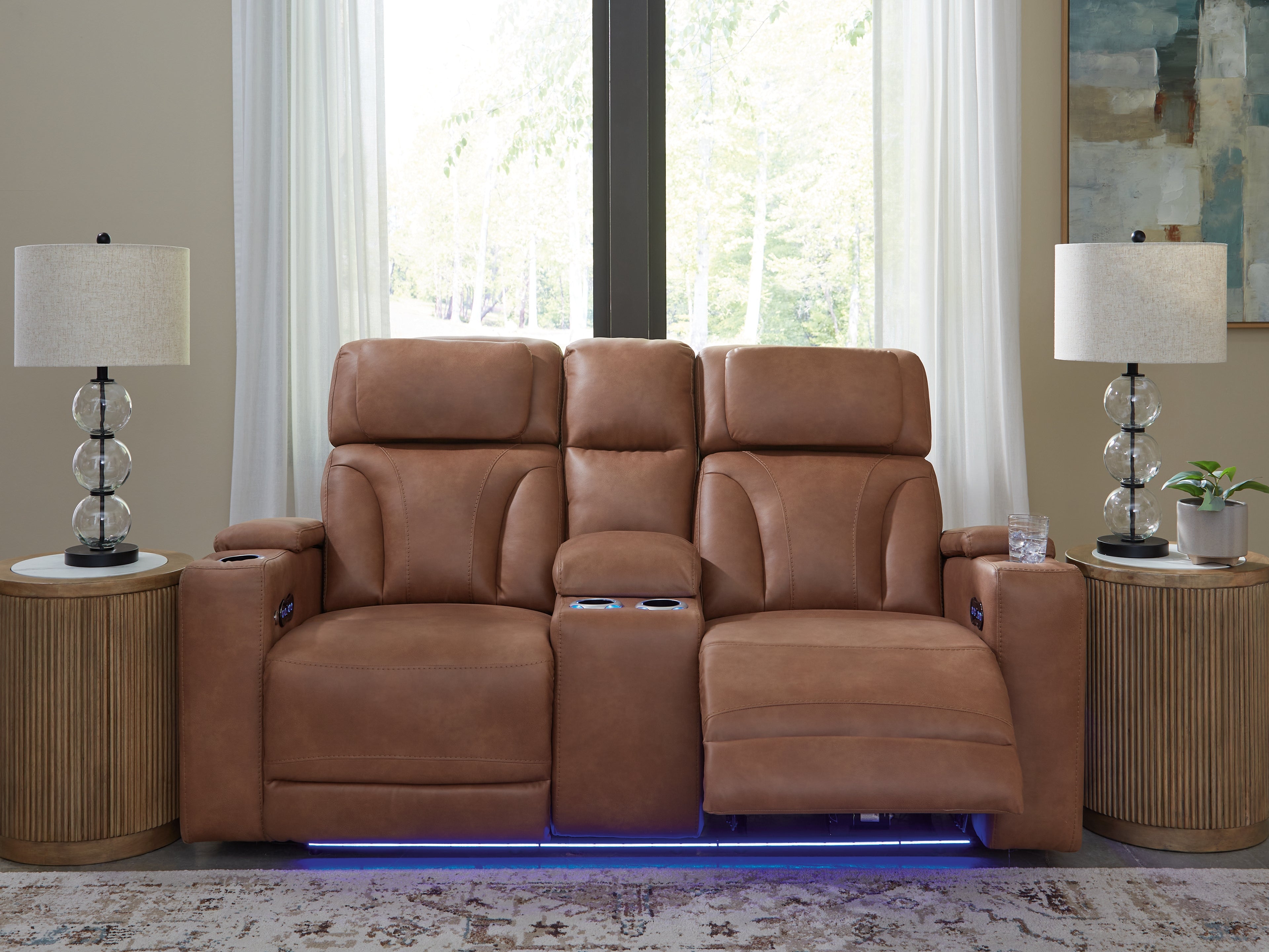 Luxury Living Gallery - Ashley Furniture - Clean-Slate Living Room - PWR REC Loveseat/CON/ADJ HDRST / Caramel - PC5010118