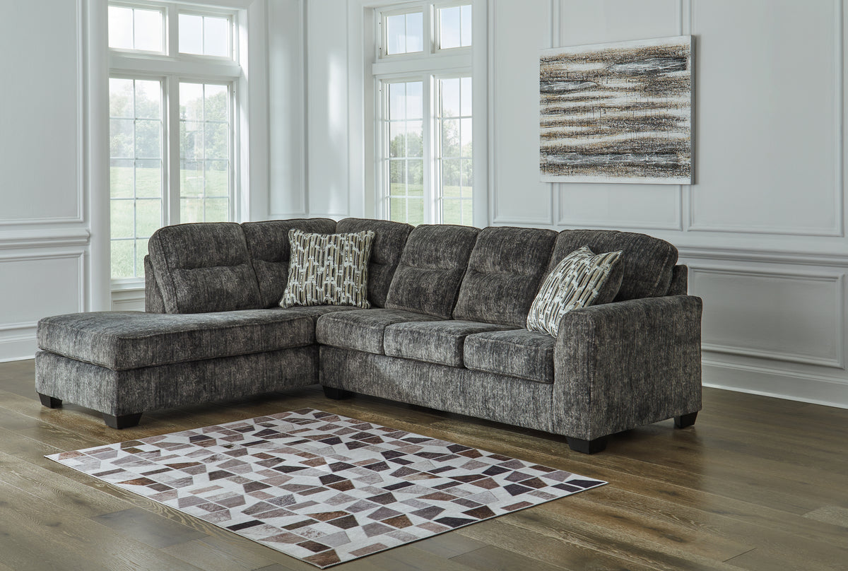 Luxury Living Gallery - Ashley Furniture - Lonoke Sectional - LAF 2-Piece Sectional with Chaise / Gunmetal - 50504S2