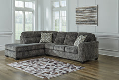 Luxury Living Gallery - Ashley Furniture - Lonoke Sectional - LAF 2-Piece Sectional with Chaise / Gunmetal - 50504S2