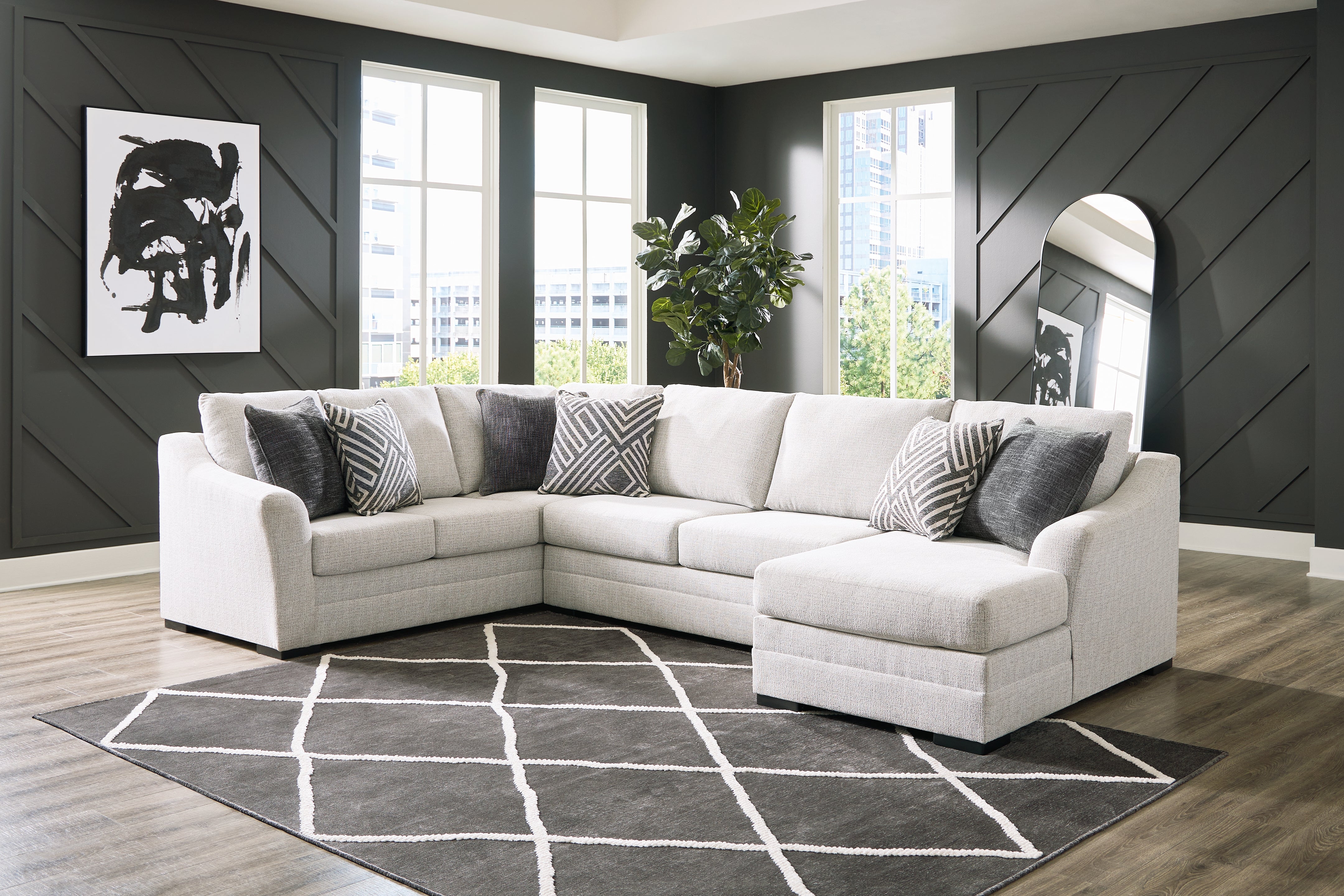 Luxury Living Gallery - Ashley Furniture - Koralynn Sectional - LAF 3-Piece Sectional with Chaise / Stone - 54102S2