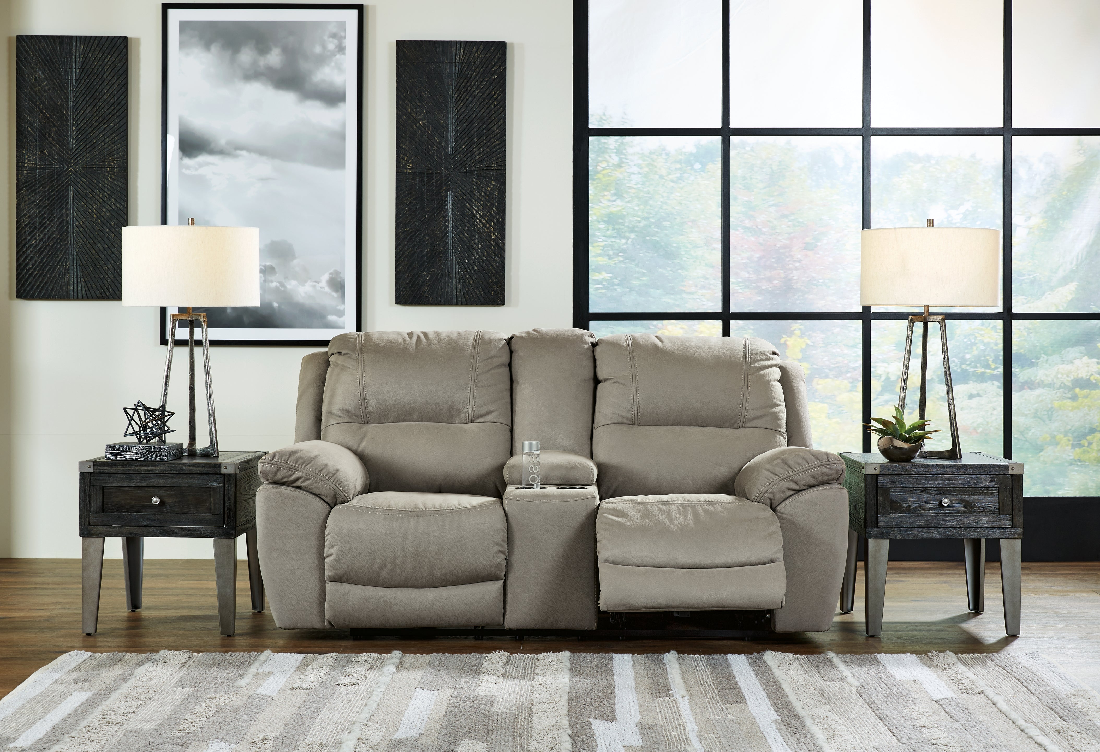 Luxury Living Gallery - Ashley Furniture - Next-Gen Gaucho Living Room - DBL REC PWR Loveseat w/Console / Putty - 5420396
