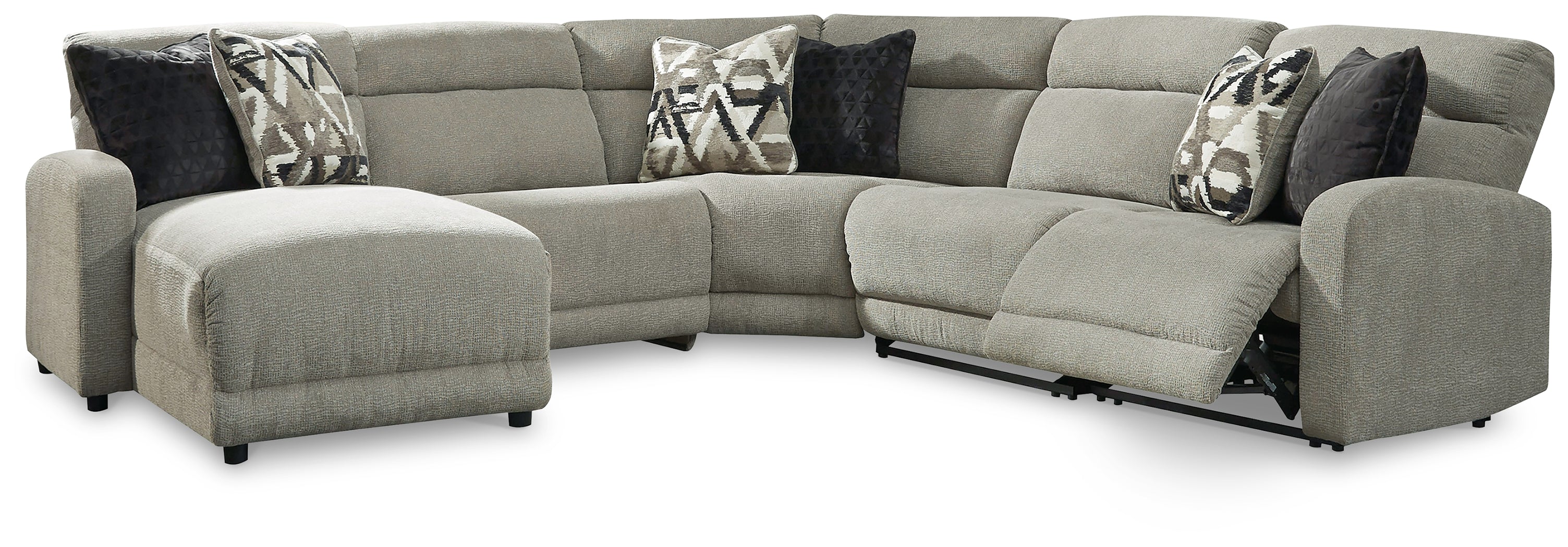 Luxury Living Gallery - Ashley Furniture - Colleyville Sectional - 5-Piece Power Reclining Sectional with Chaise / Stone - 54405S11