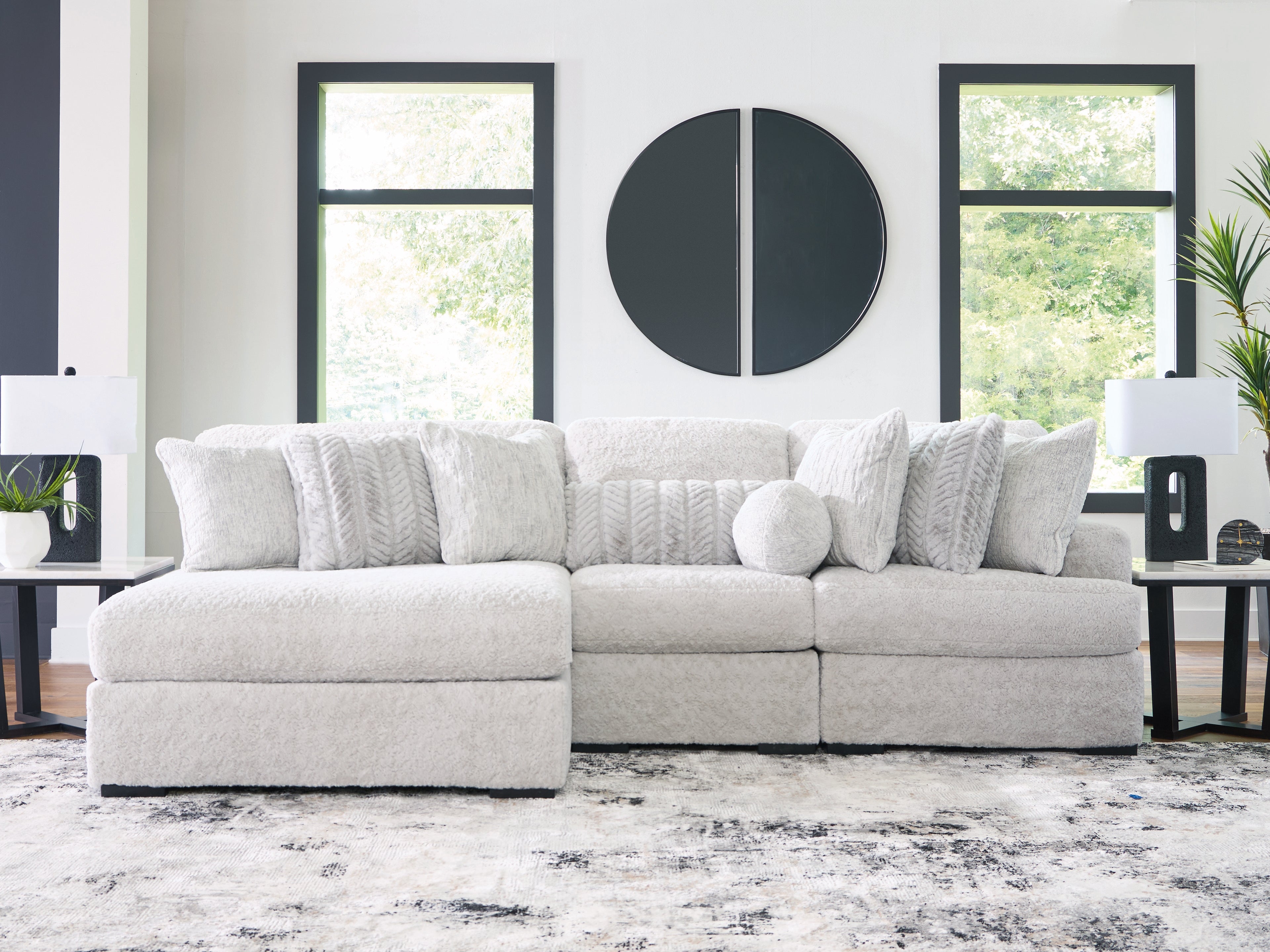 Luxury Living Gallery - Ashley Furniture - Cuddle Plush Sectional - 3-Piece Sectional with Chaise / Arctic - PC59106S7