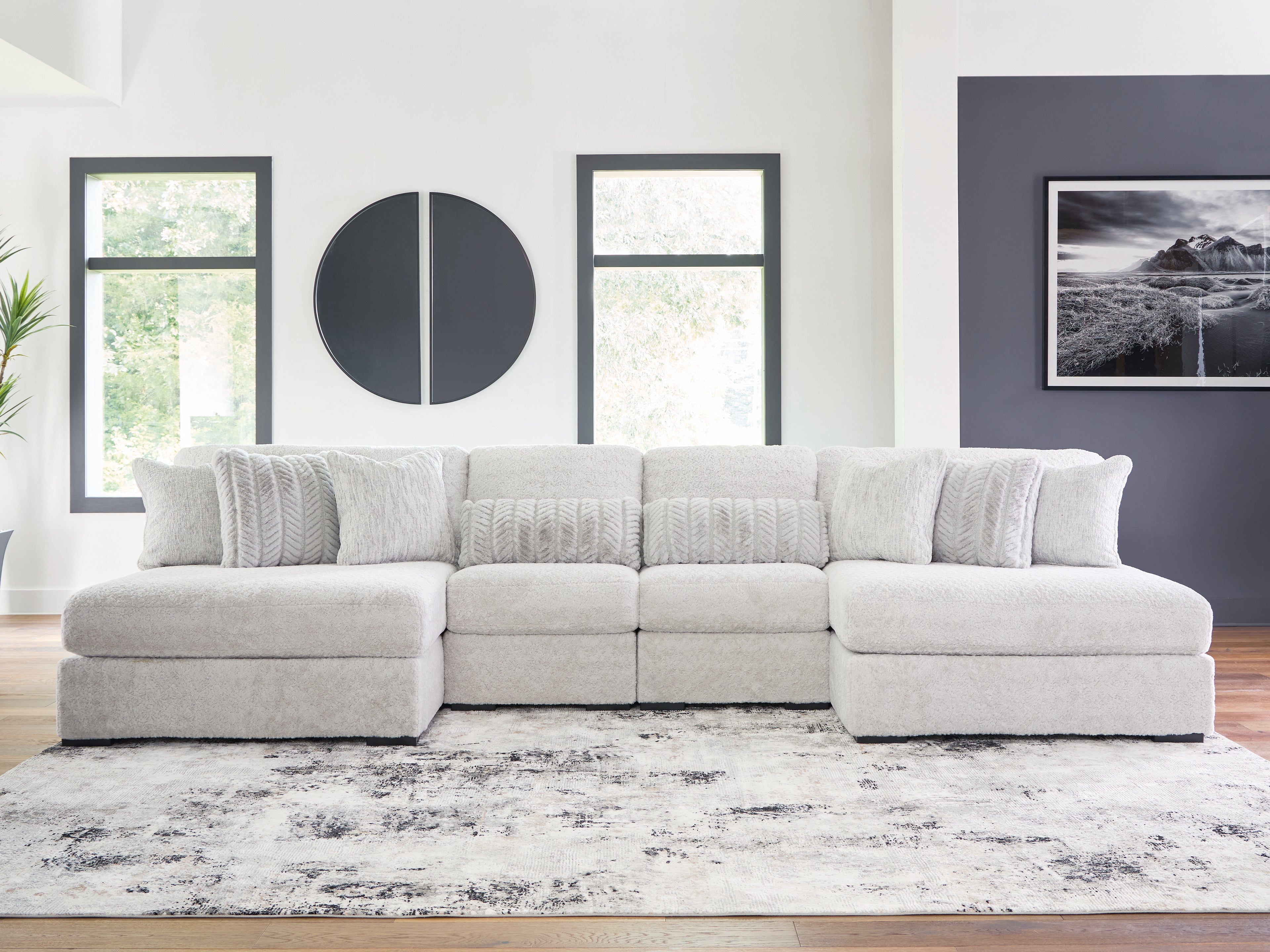 Luxury Living Gallery - Ashley Furniture - Cuddle Plush Sectional - 4-Piece Sectional with Chaise / Arctic - PC59106S4