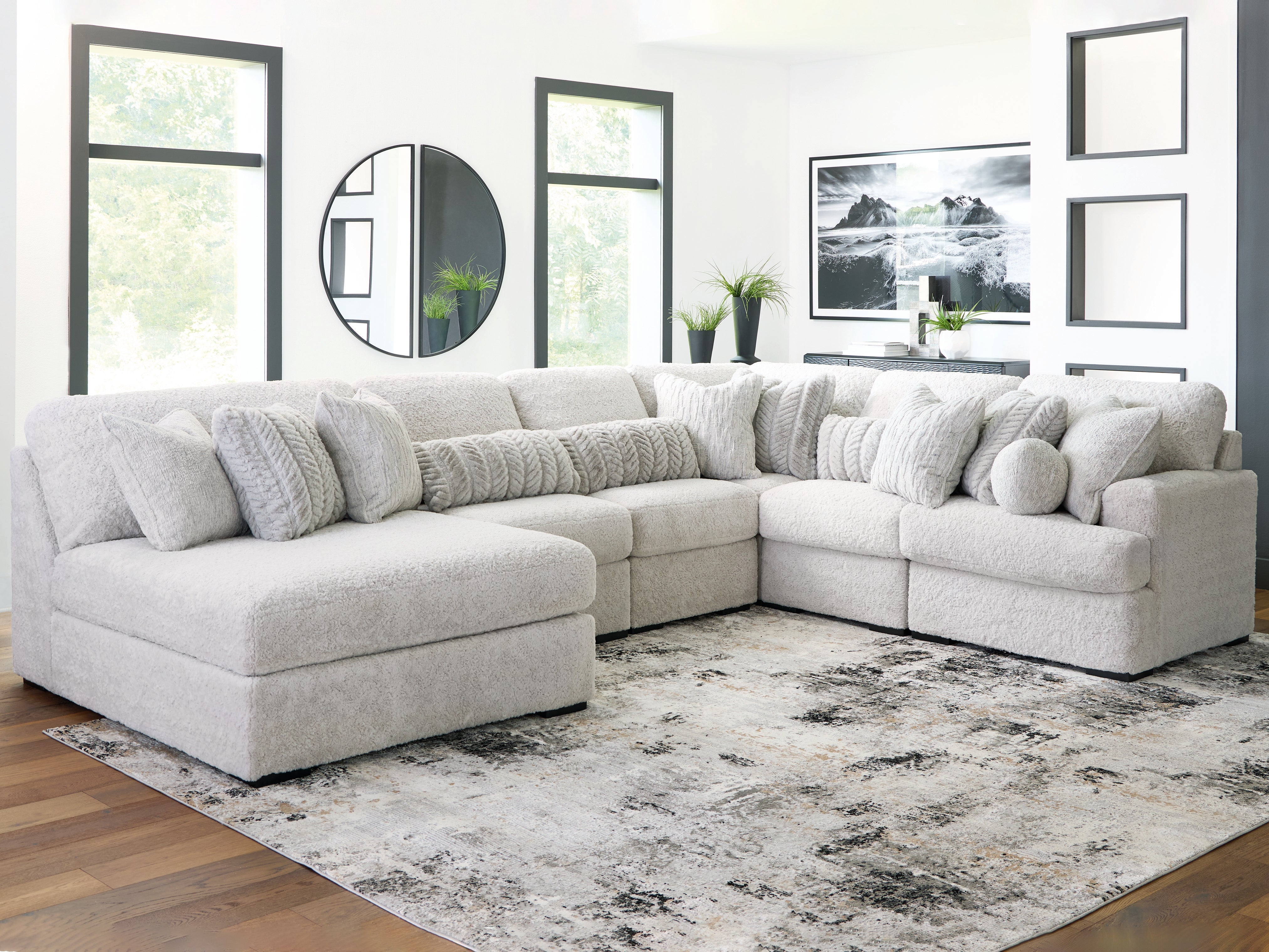 Luxury Living Gallery - Ashley Furniture - Cuddle Plush Sectional - 6-Piece Sectional with Chaise / Arctic - PC59106S8