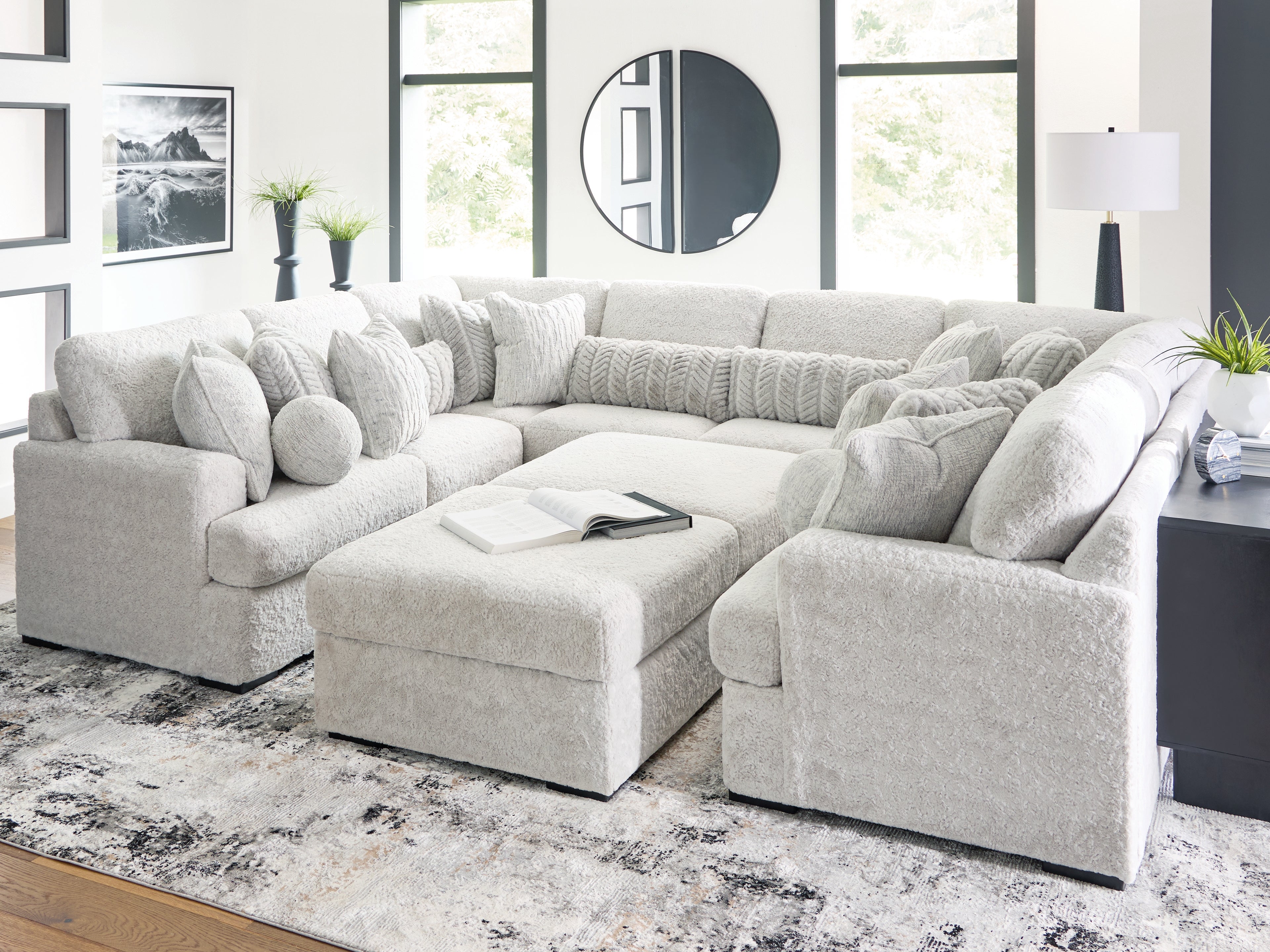 Luxury Living Gallery - Ashley Furniture - Cuddle Plush Sectional - RAF 10-Piece Sectional / Arctic - PC59106S10