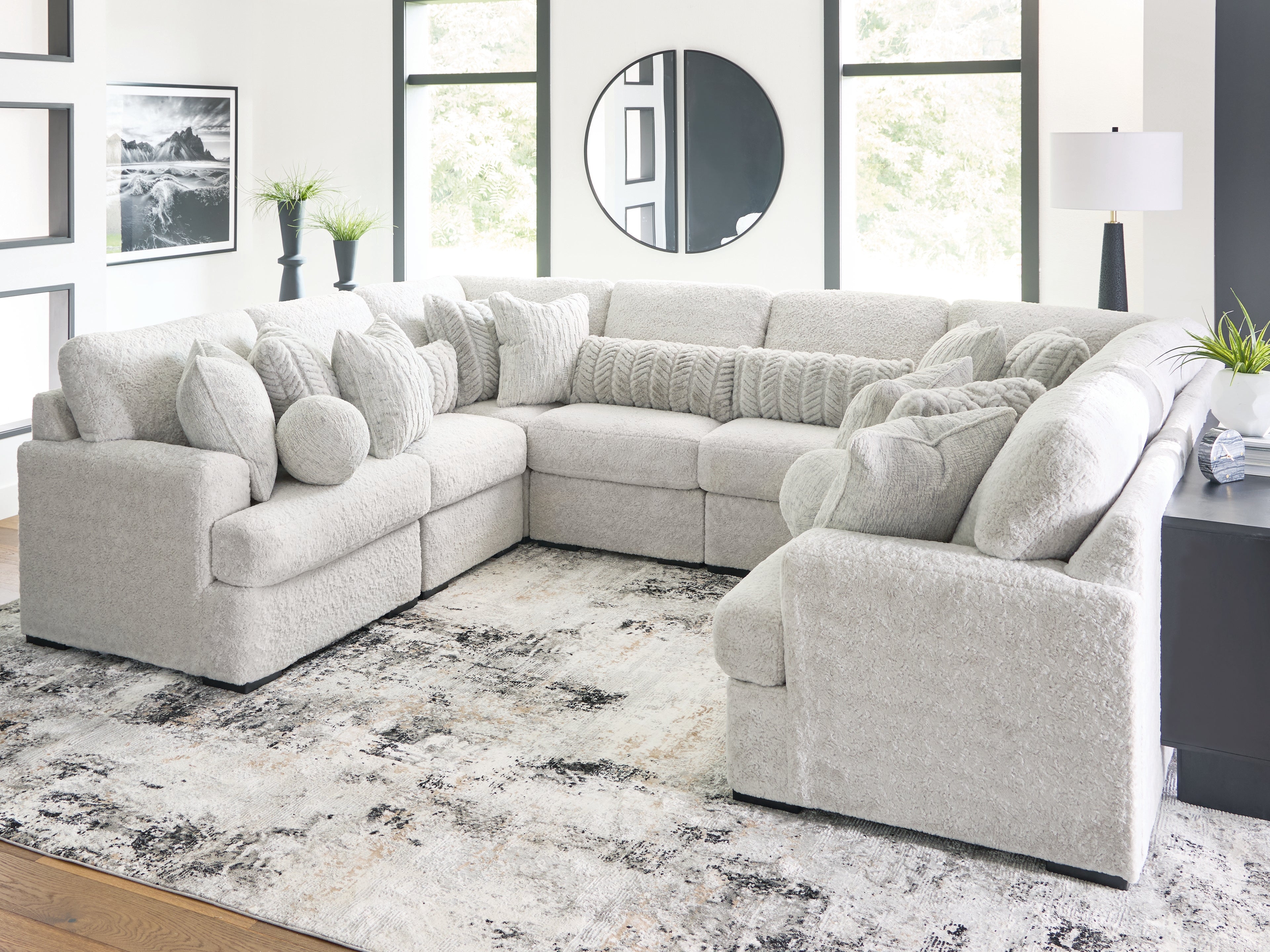 Luxury Living Gallery - Ashley Furniture - Cuddle Plush Sectional - RAF 8-Piece Sectional / Arctic - PC59106S6