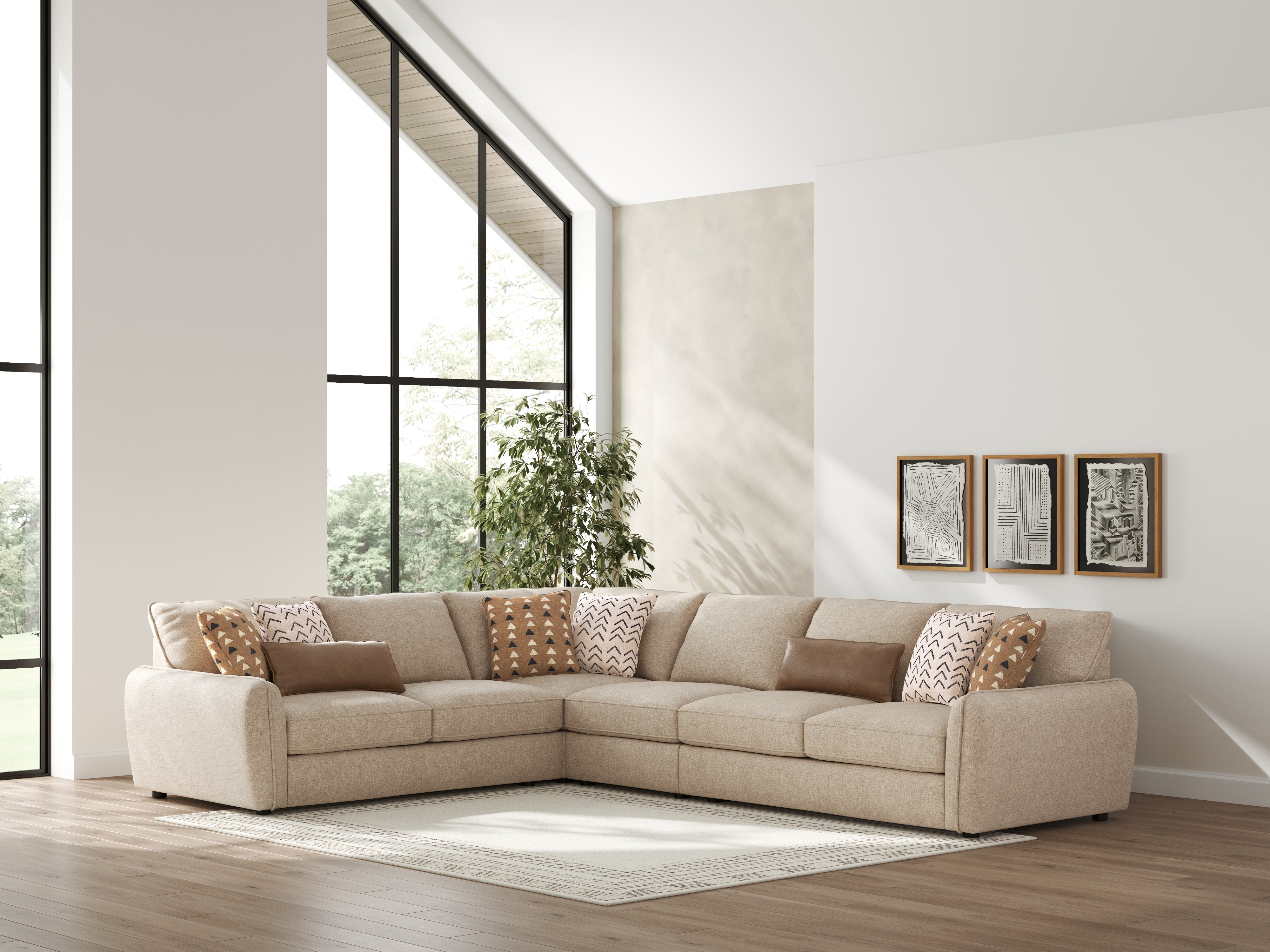 Luxury Living Gallery - Ashley Furniture - Seyler Sectional - LAF 4-Piece Sectional / Sand - 61405S2