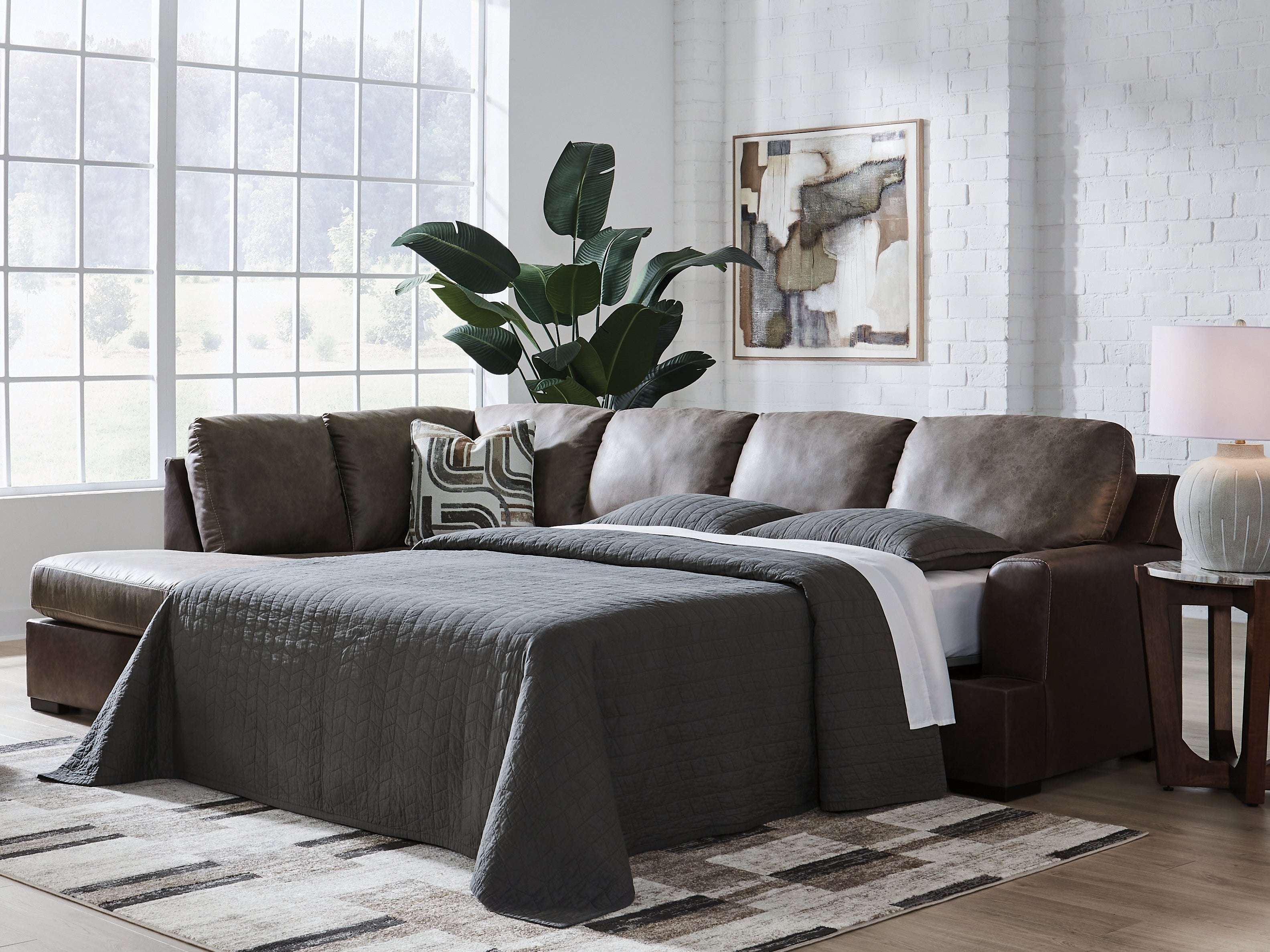 Luxury Living Gallery - Ashley Furniture - Castille Way Sectional - RAF 2-Piece Sleeper Sectional with Chaise / Fossil - PC62703S4