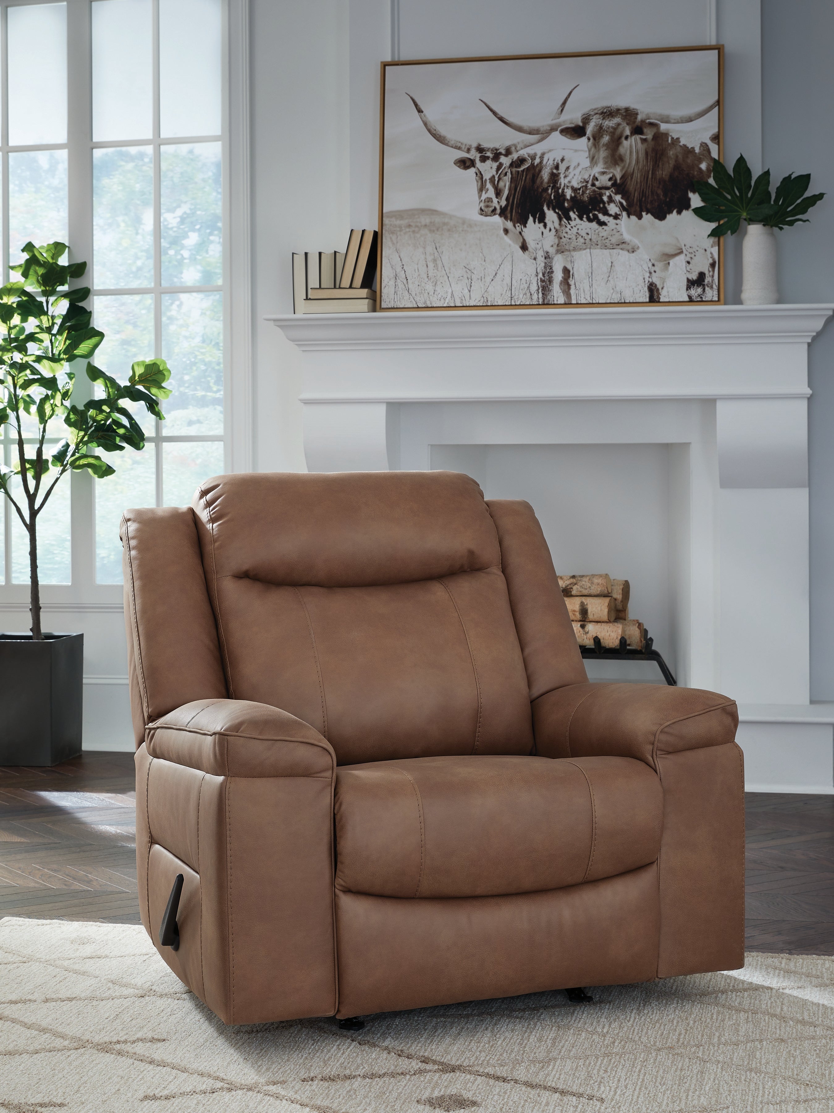 Luxury Living Gallery - Ashley Furniture - Status Check Living Room - Rocker Recliner / Caramel - PC6530825
