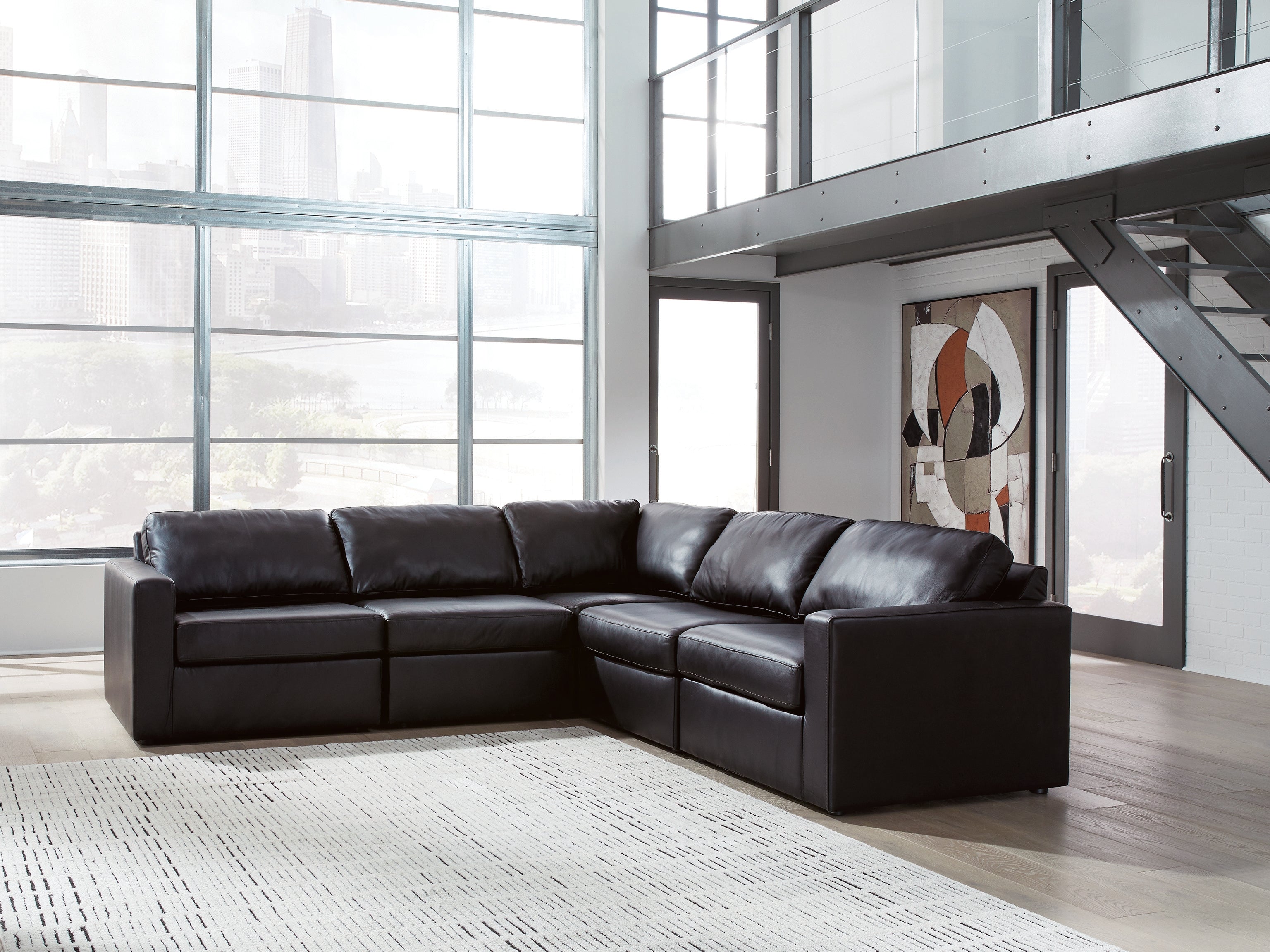 Luxury Living Gallery - Ashley Furniture - ModMax II Sectional - RAF 5-Piece Sectional / Black - 74305S6
