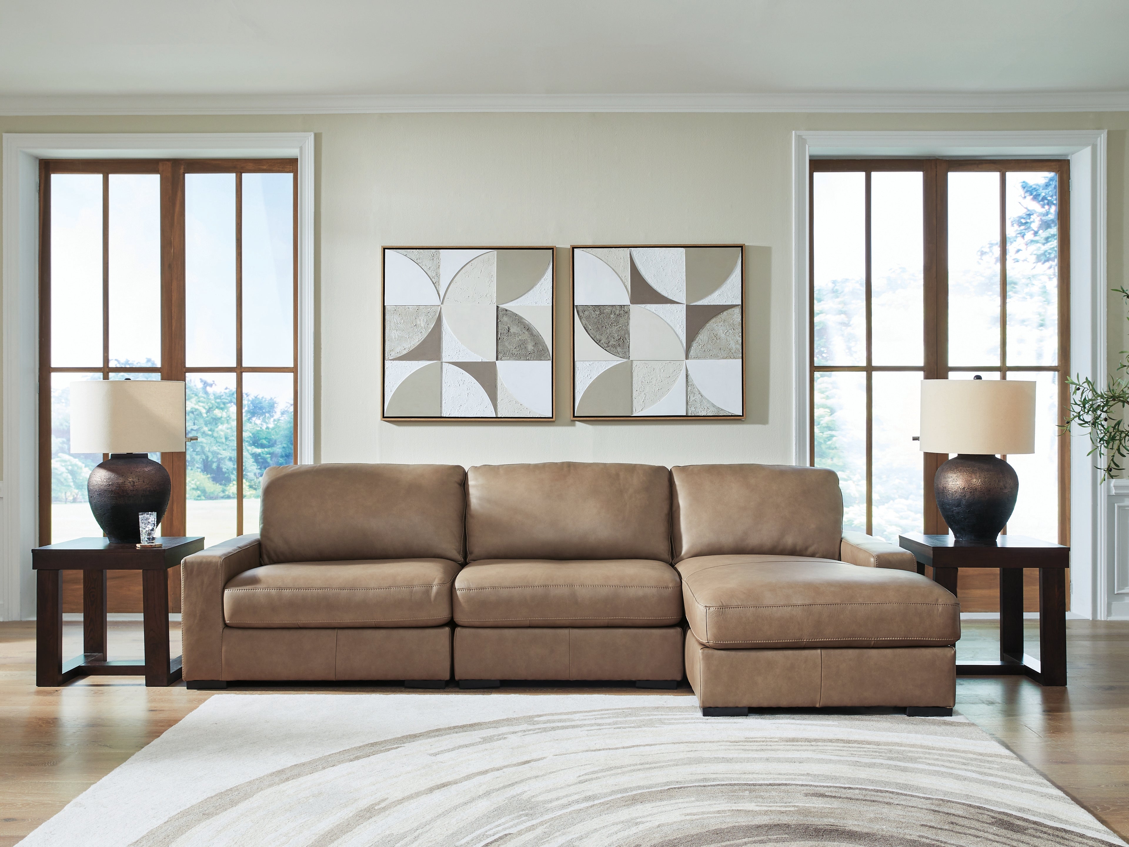 Luxury Living Gallery - Ashley Furniture - Veronella Sectional - RAF 3-Piece Sectional with Chaise / Sahara - 76106S6