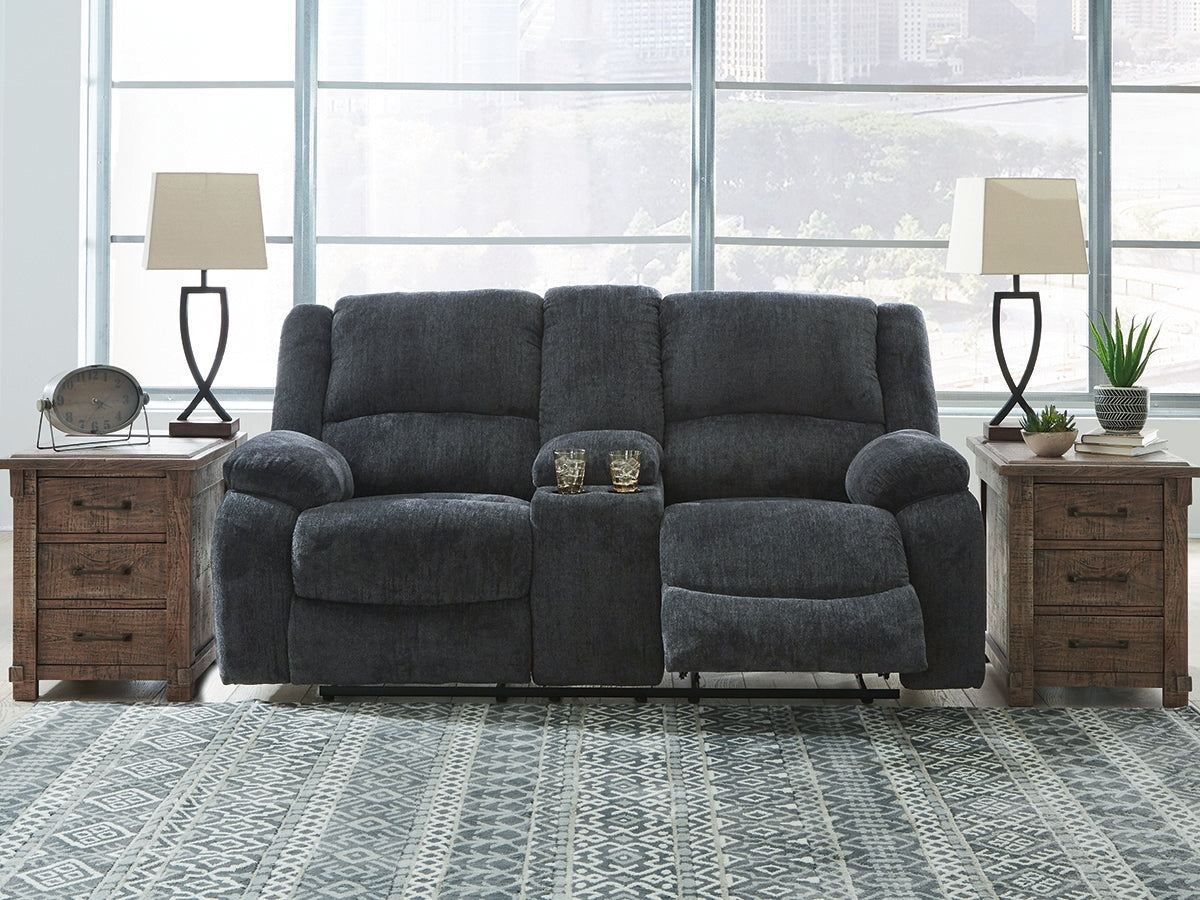 Luxury Living Gallery - Ashley Furniture - Draycoll Living Room - DBL Rec Loveseat w/Console / Slate - 7650494
