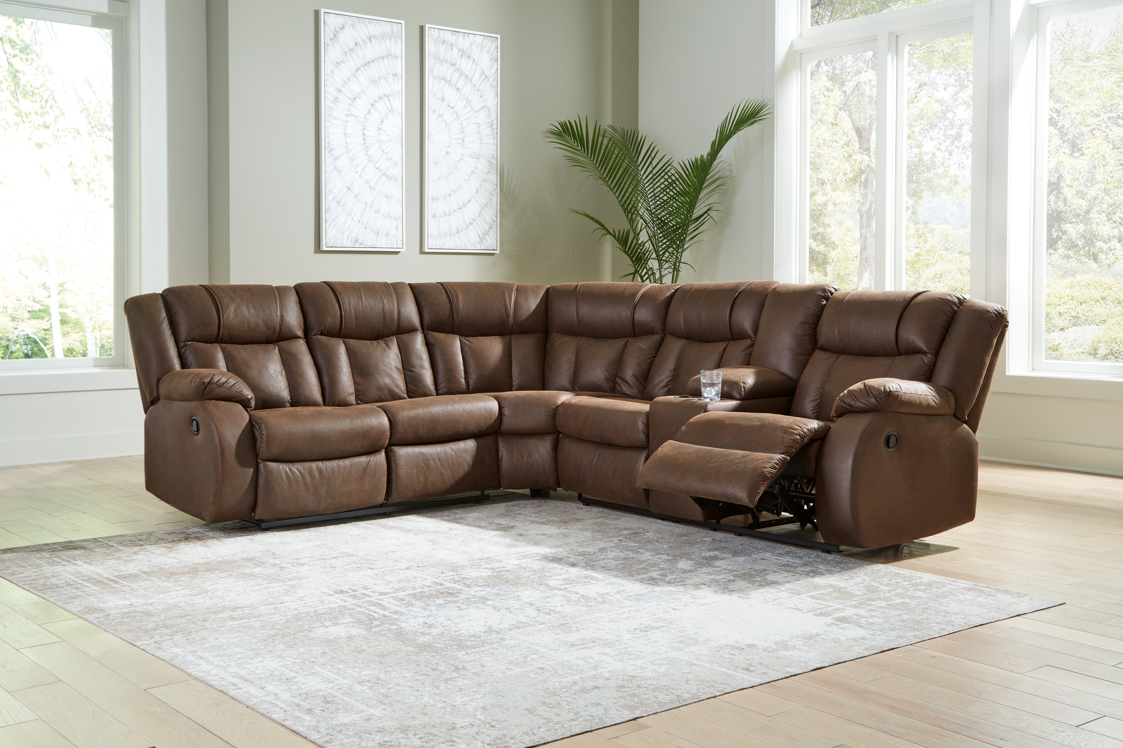 Luxury Living Gallery - Ashley Furniture - Trail Boys Sectional - 2-Piece Reclining Sectional / Walnut - 82703S1