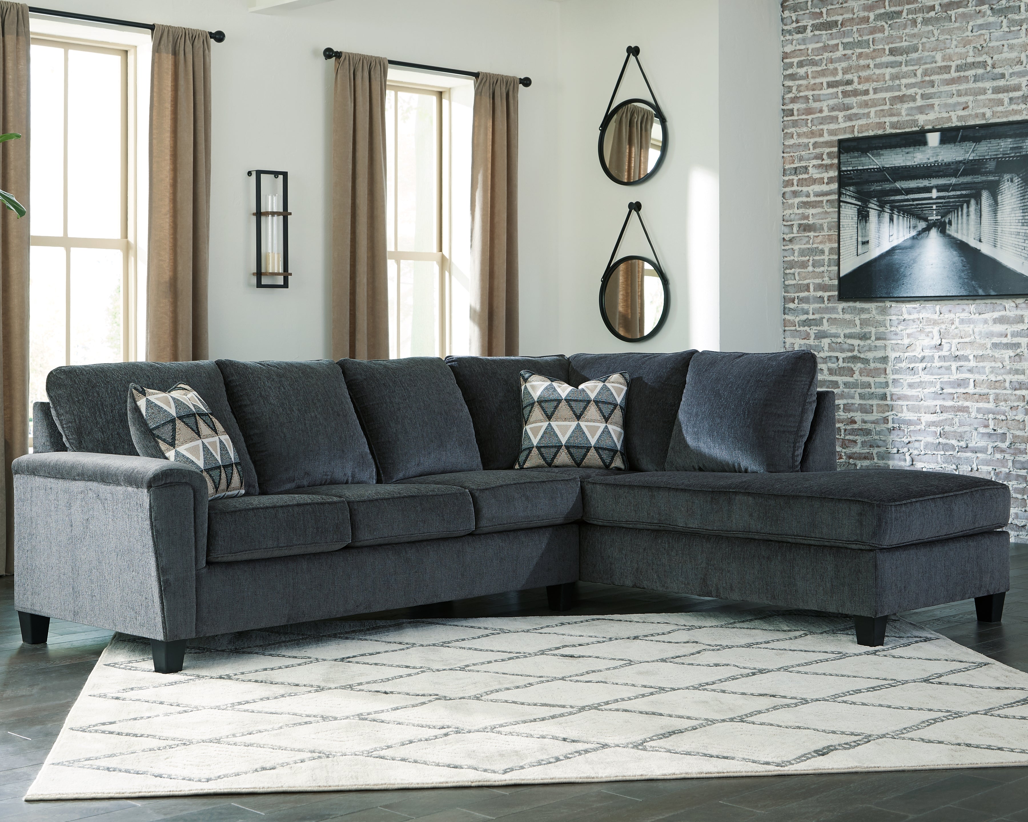 Luxury Living Gallery - Ashley Furniture - Abinger Sectional - LAF 2-Piece Sectional with Chaise / Smoke - 83905S2