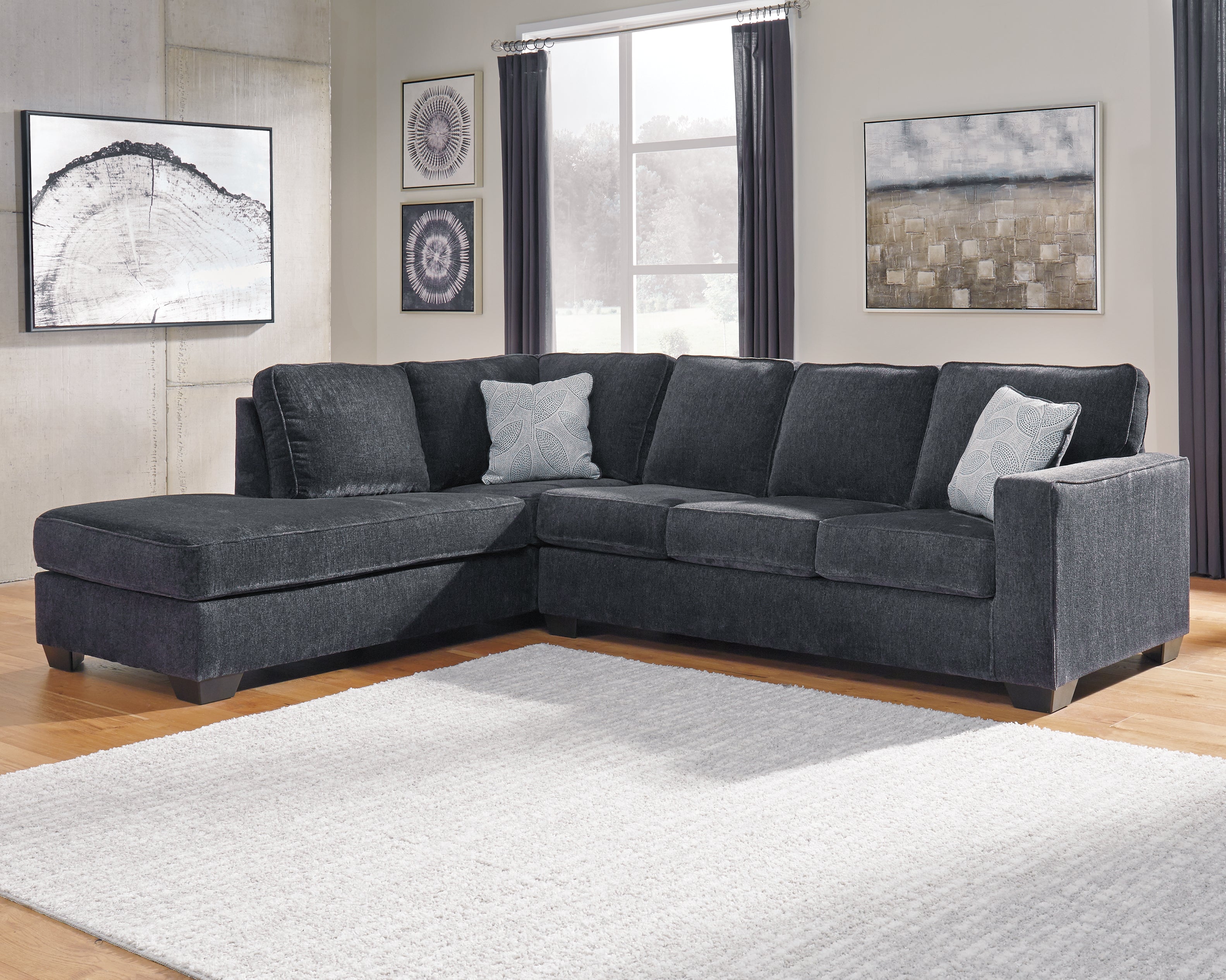 Luxury Living Gallery - Ashley Furniture - Altari Sectional - RAF 2-Piece Sectional with Chaise / Slate - 87213S1