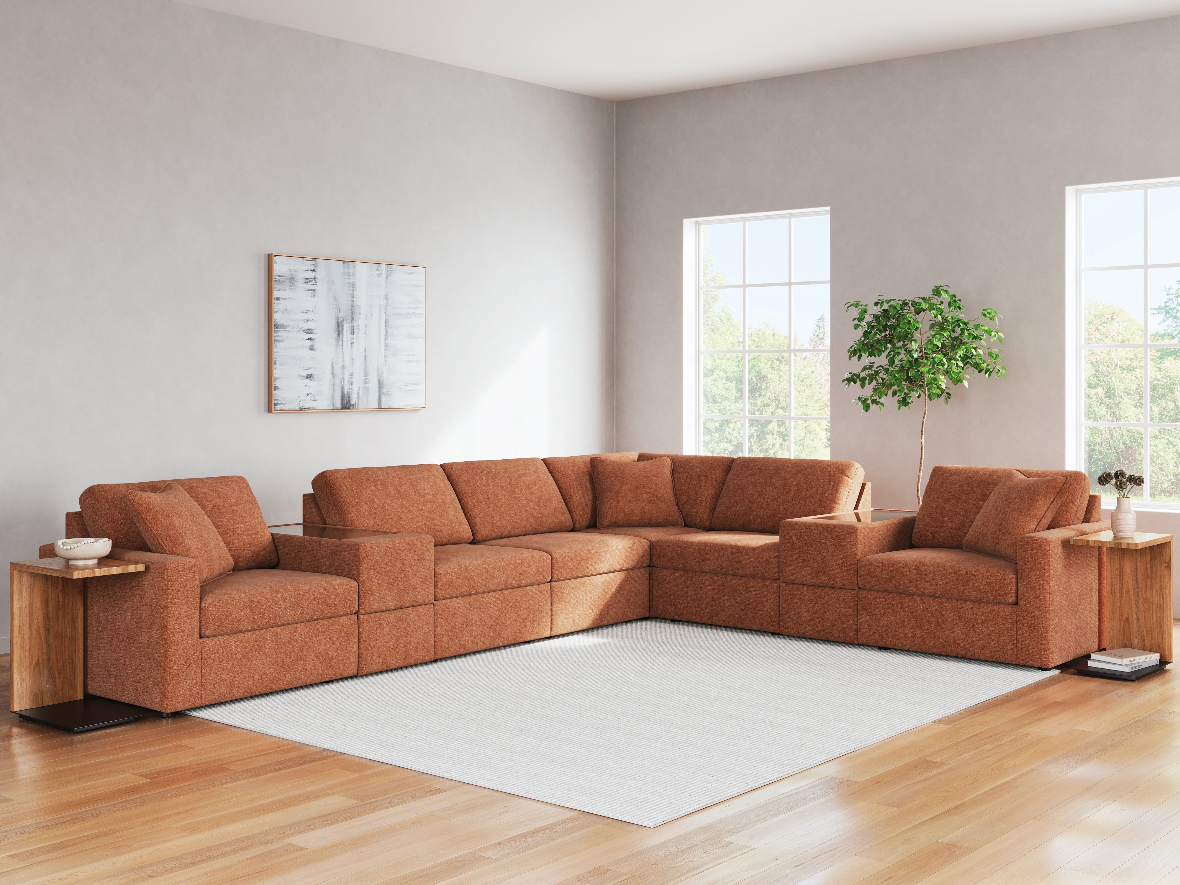 Luxury Living Gallery - Ashley Furniture - Modmax Sectional - RAF 8-Piece Sectional / Spice - 92102S11